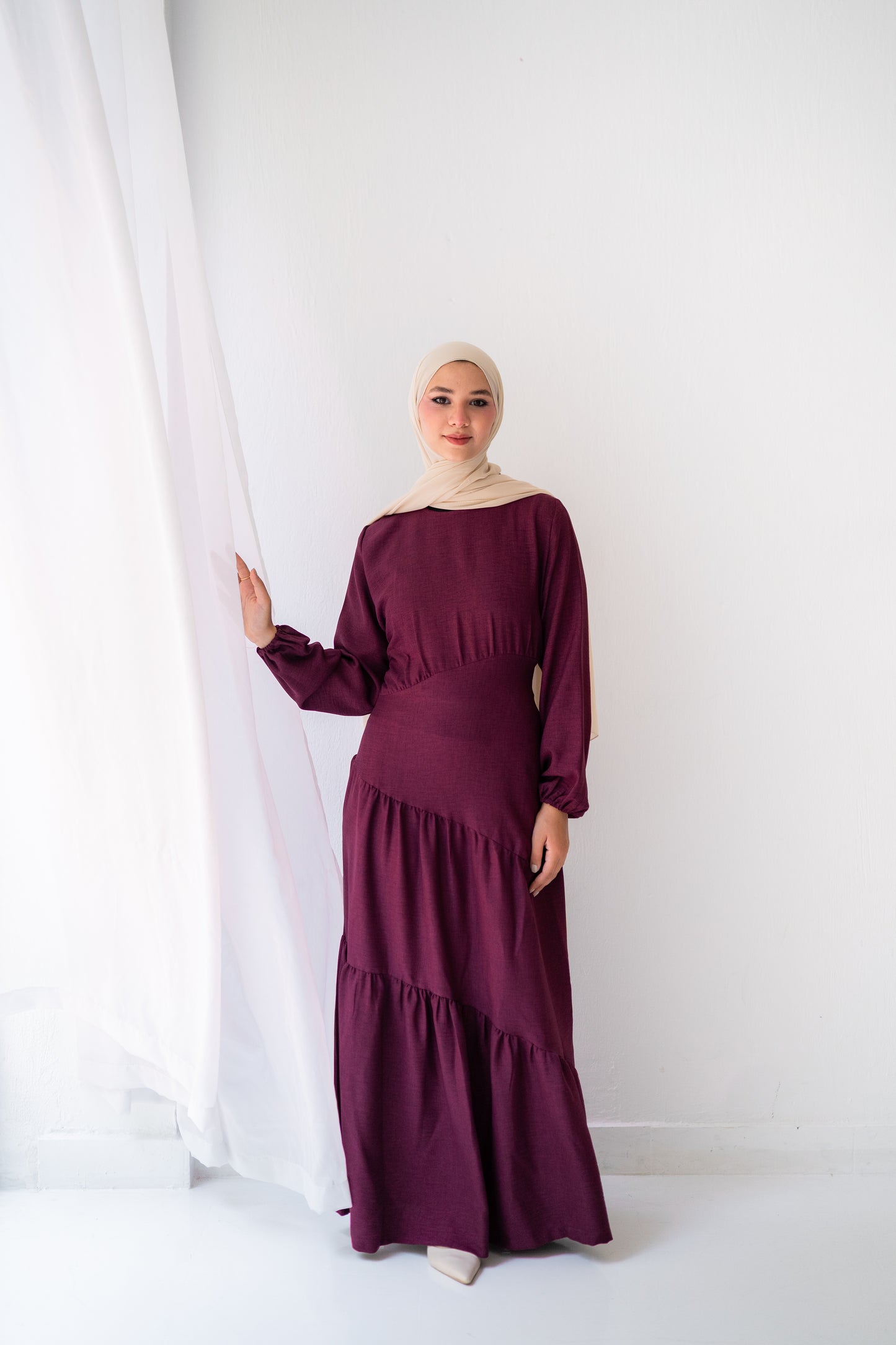Linen Dress Code 401 burgundy