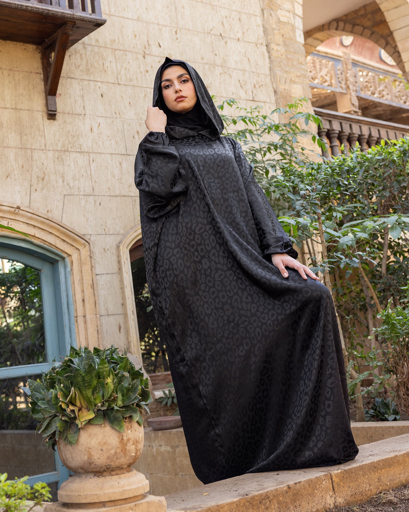 Moroccan Satin Prayer Wear Black