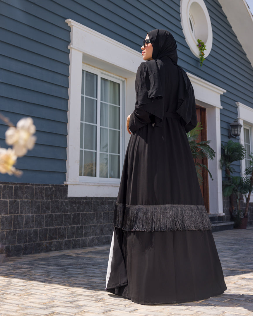 Open Fringes Abaya Black 119