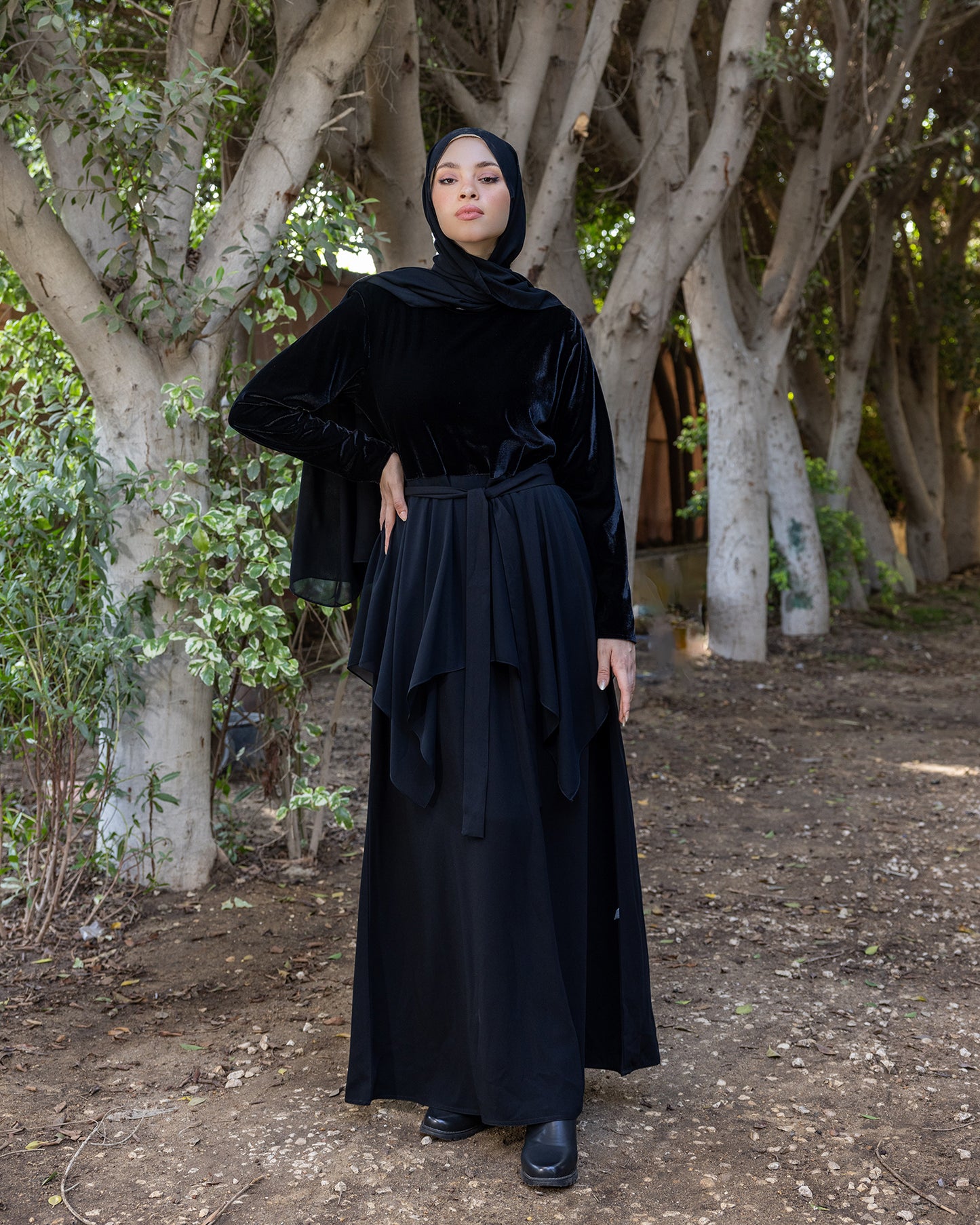 Velvet Peplum Abaya Code 112