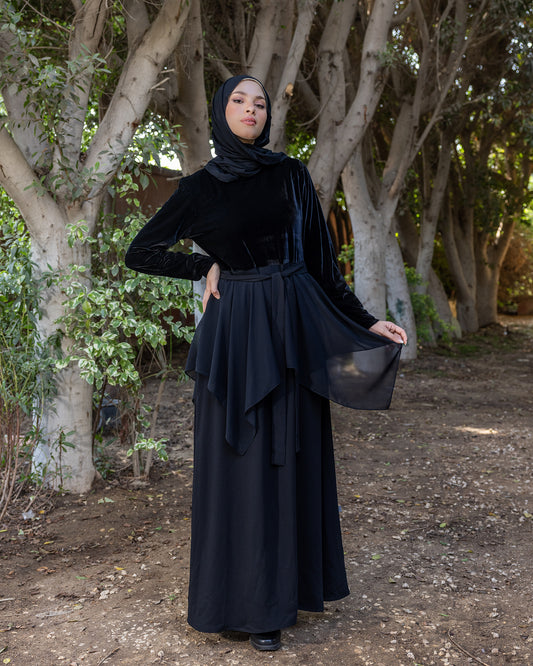 Velvet Peplum Abaya Code fw112