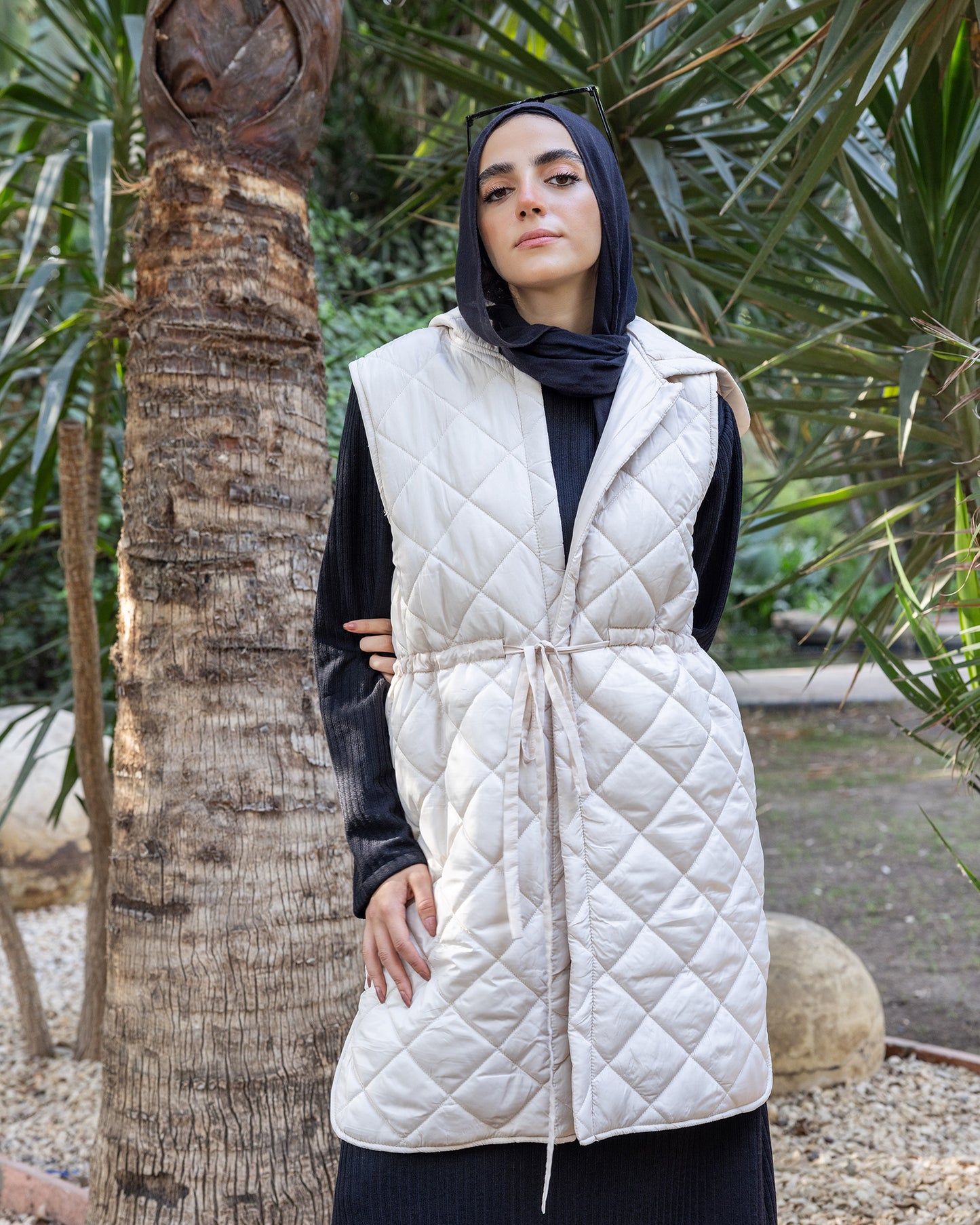 Quilted Puffer Vest Cream 107