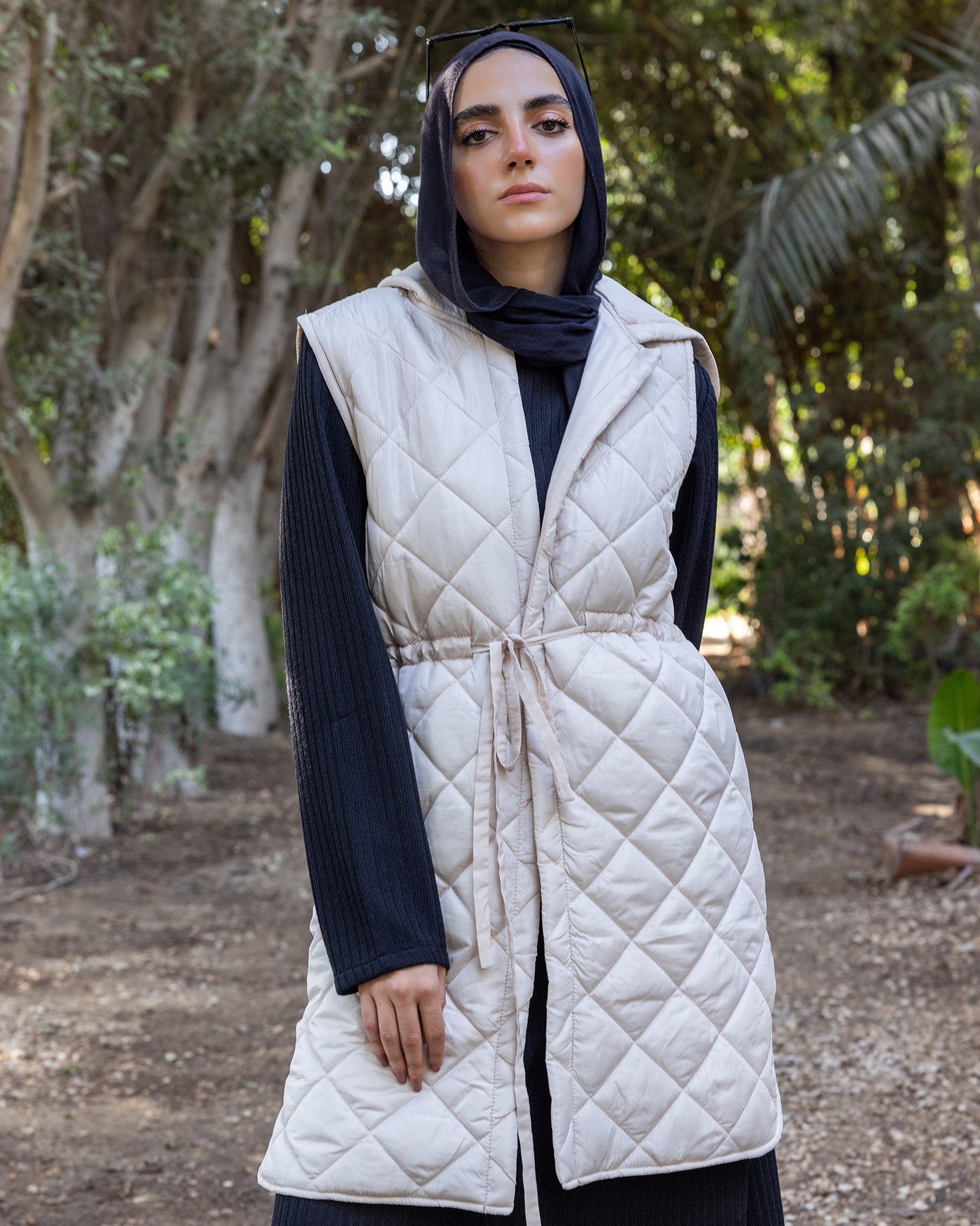 Quilted Puffer Vest Cream 107