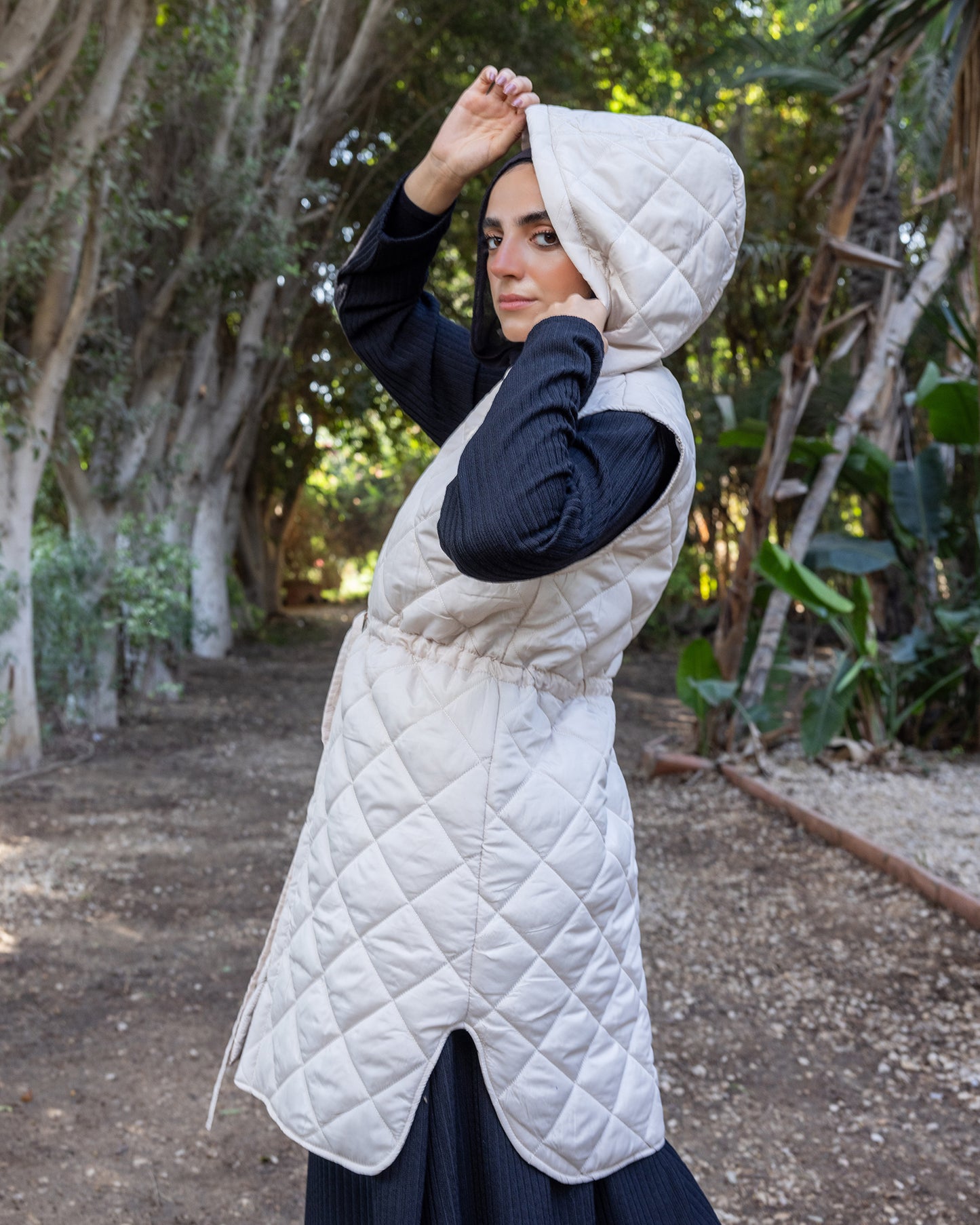 Quilted Puffer Vest Cream 107