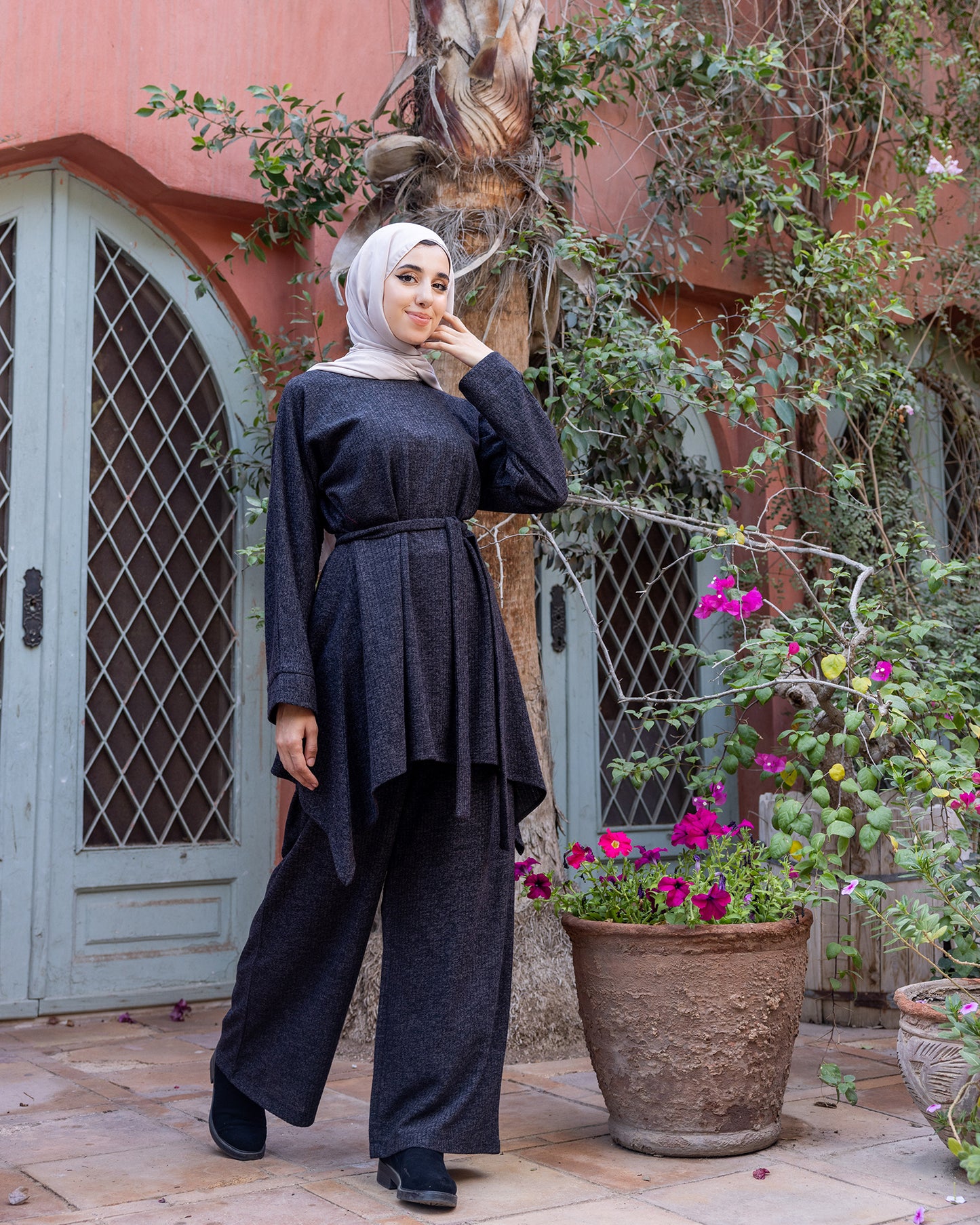 Wool Rib Set Dark Grey code 174