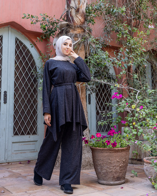 Wool Rib Set Dark Grey code 174