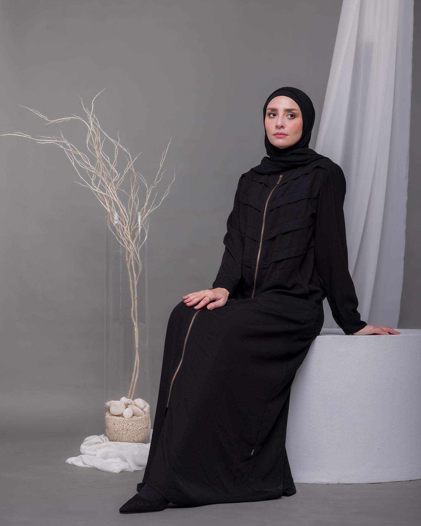 Zipper Abaya With Pockets Code 94