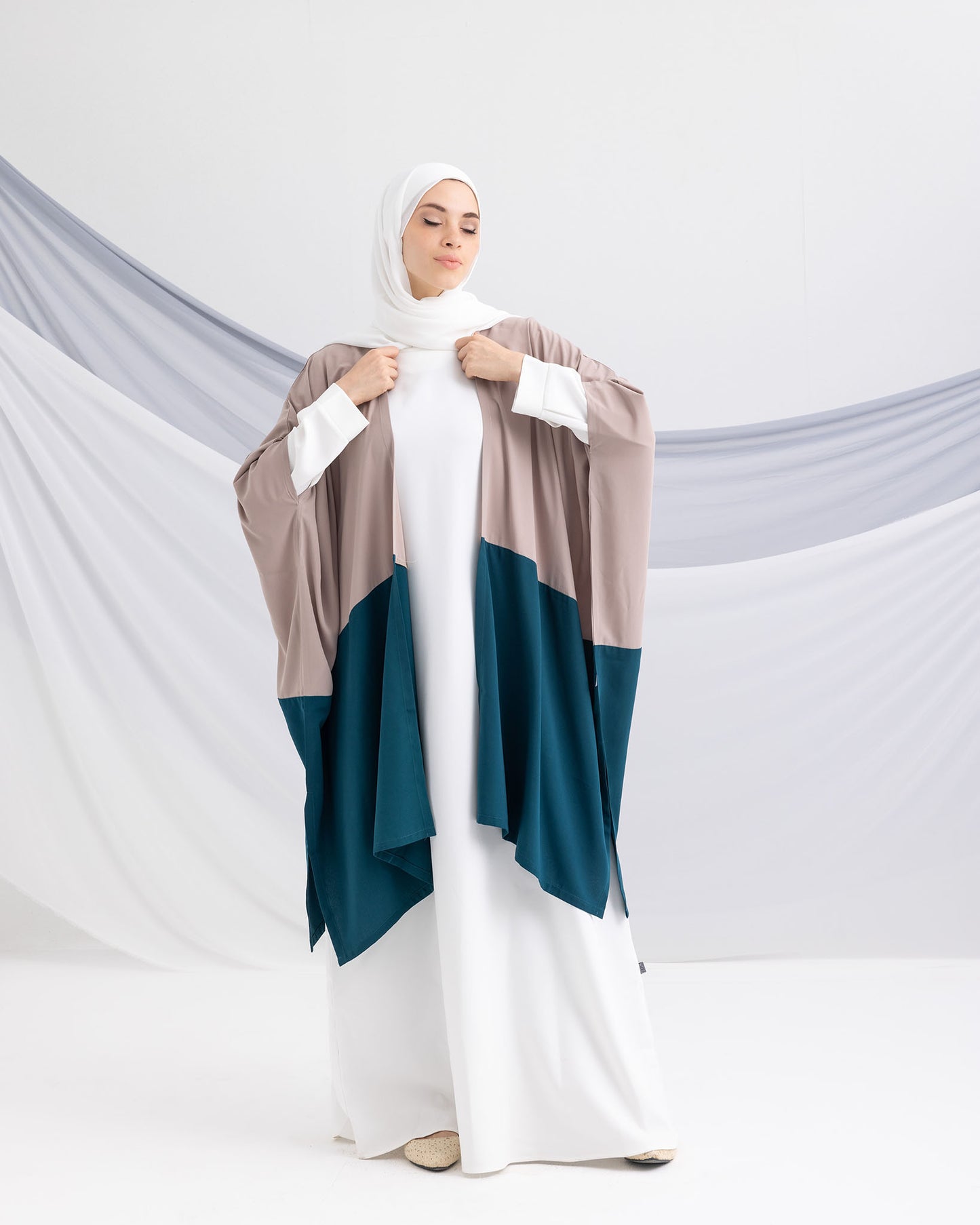 Free Size Cardigan Beige Teal 23