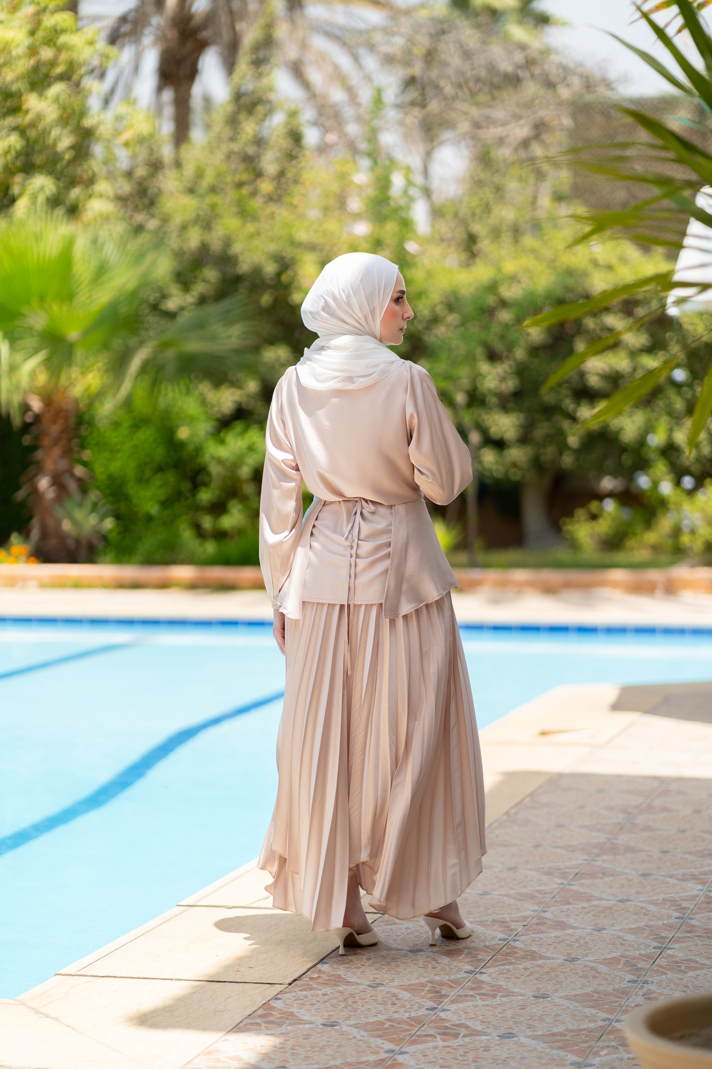 Diva Pleated Satin Set code 306 Beige