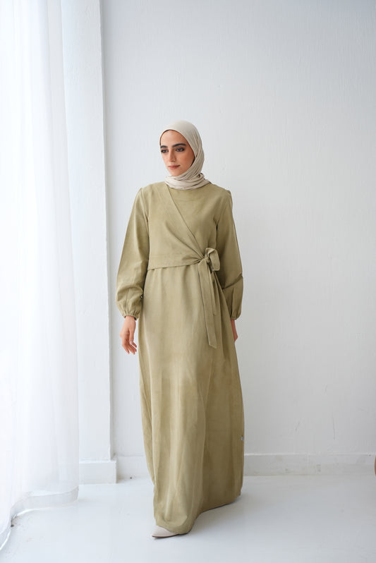 Soft Suede wrap Dress Code fw400 Amber green