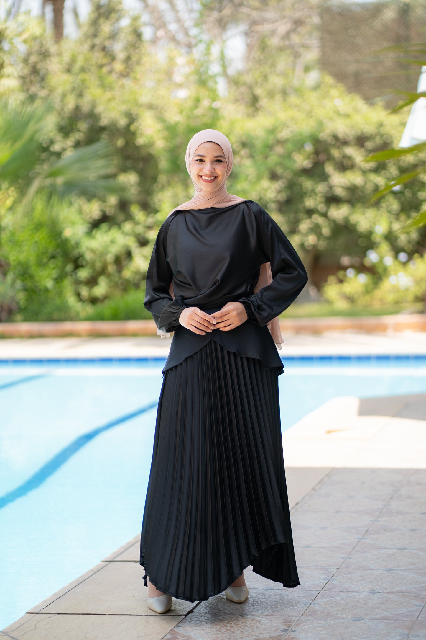 Diva pleated Satin Set Code 306 Black