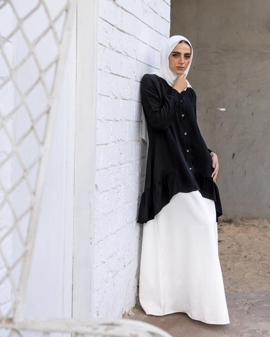Front Buttoned Crepe Top Black code 300