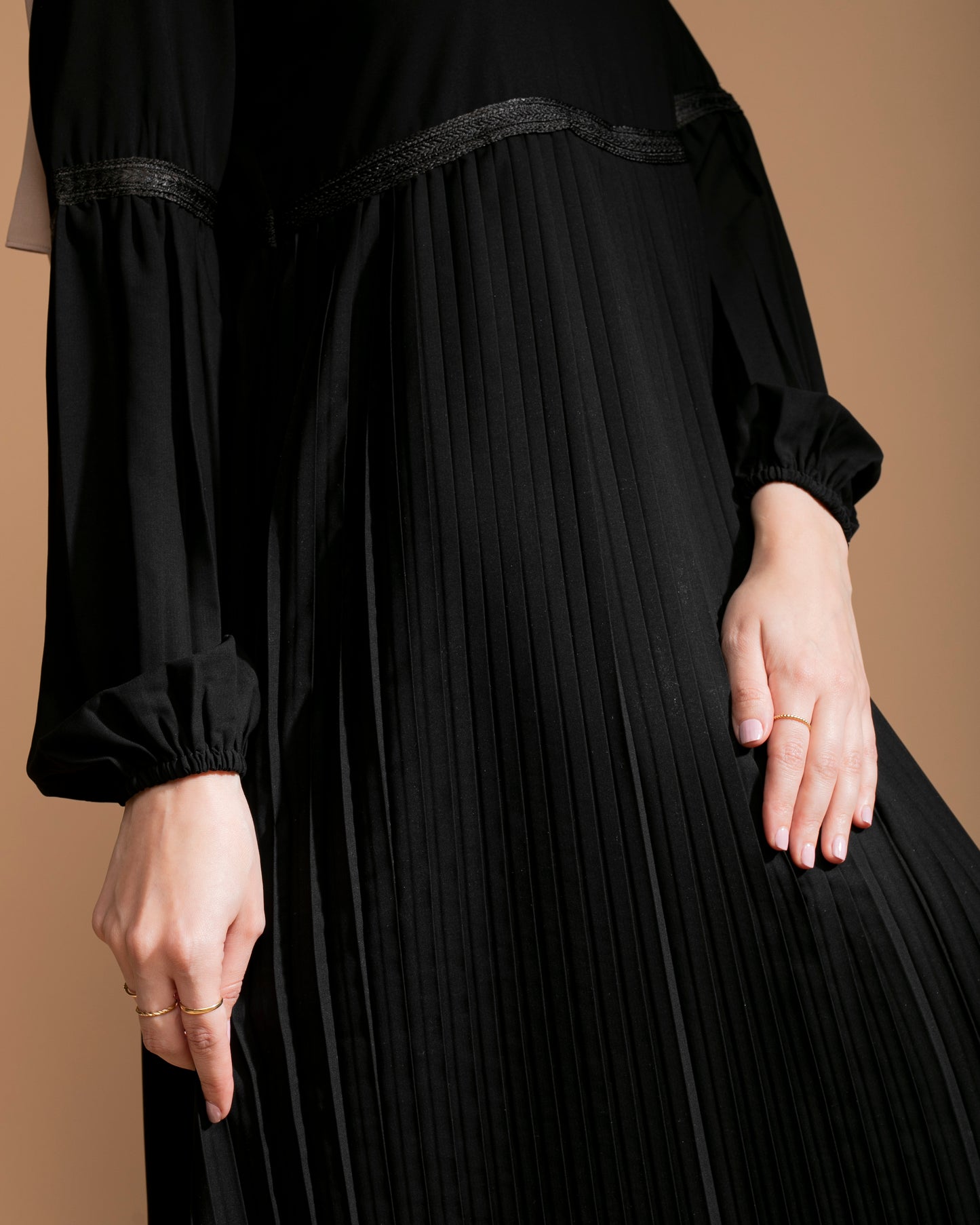 Pleated Abaya code 655. Black