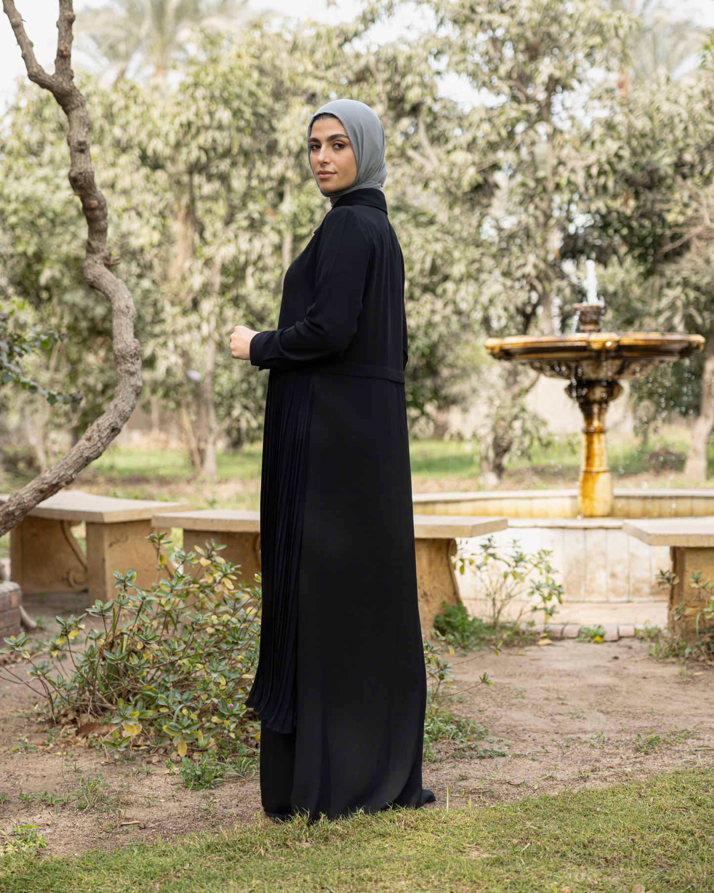 Pleated Abaya code 115 Black