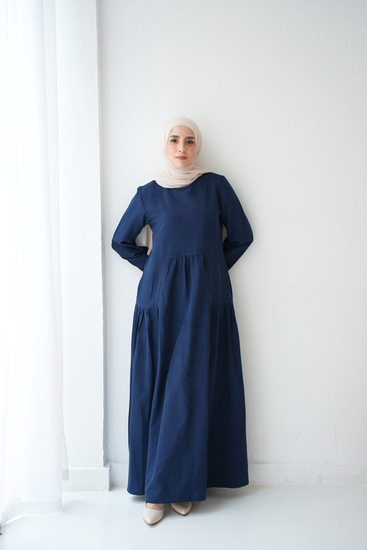 Soft Suede Blue dress with Hidden Pockets Code fw301