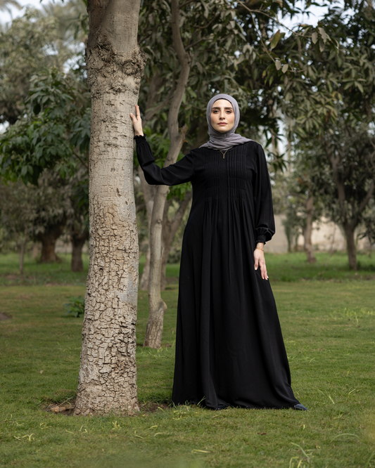 Crepe Simple  Black Abaya with Pockets  Code 304
