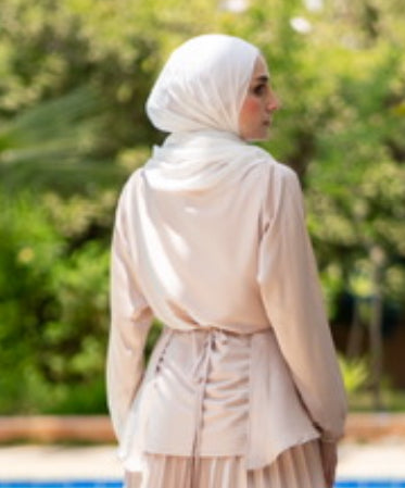 Satin Blouse Code 308 Beigeالبلوزة فقط