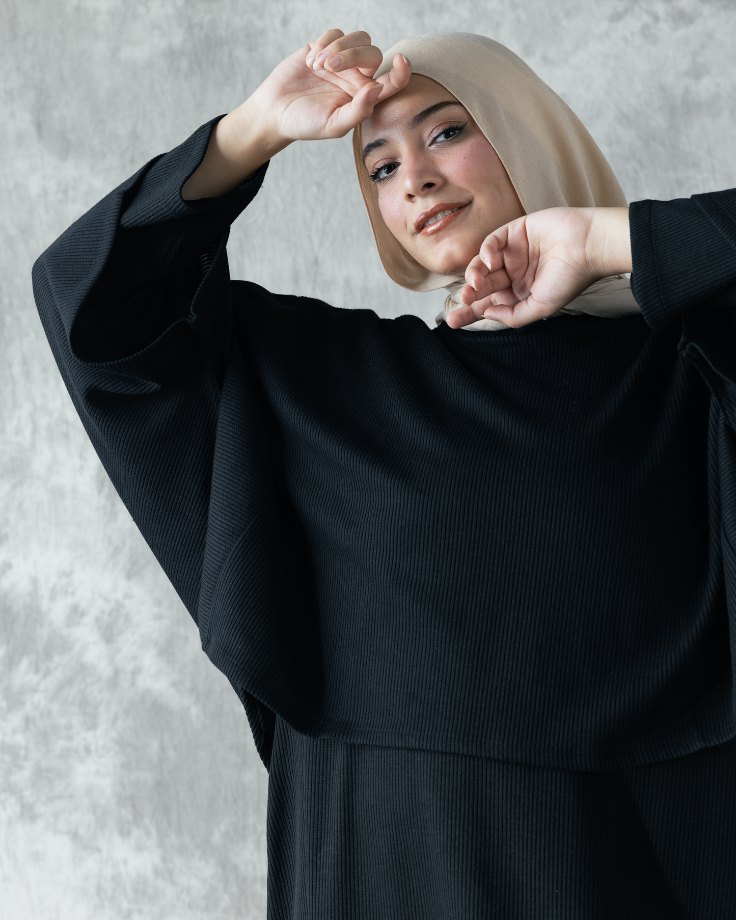 Wool Rib dress & Cape code FW90 black
