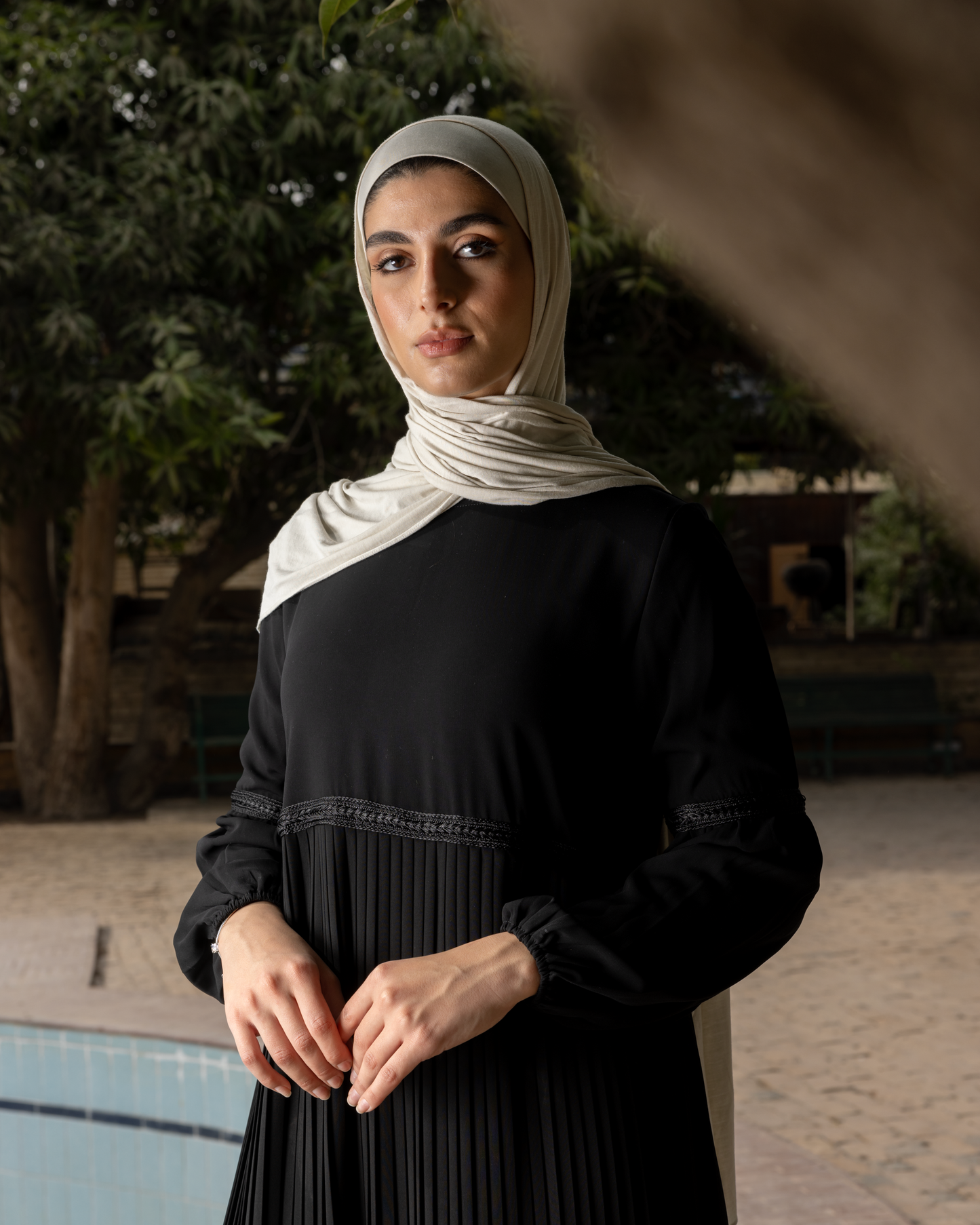Pleated Abaya code 655. Black