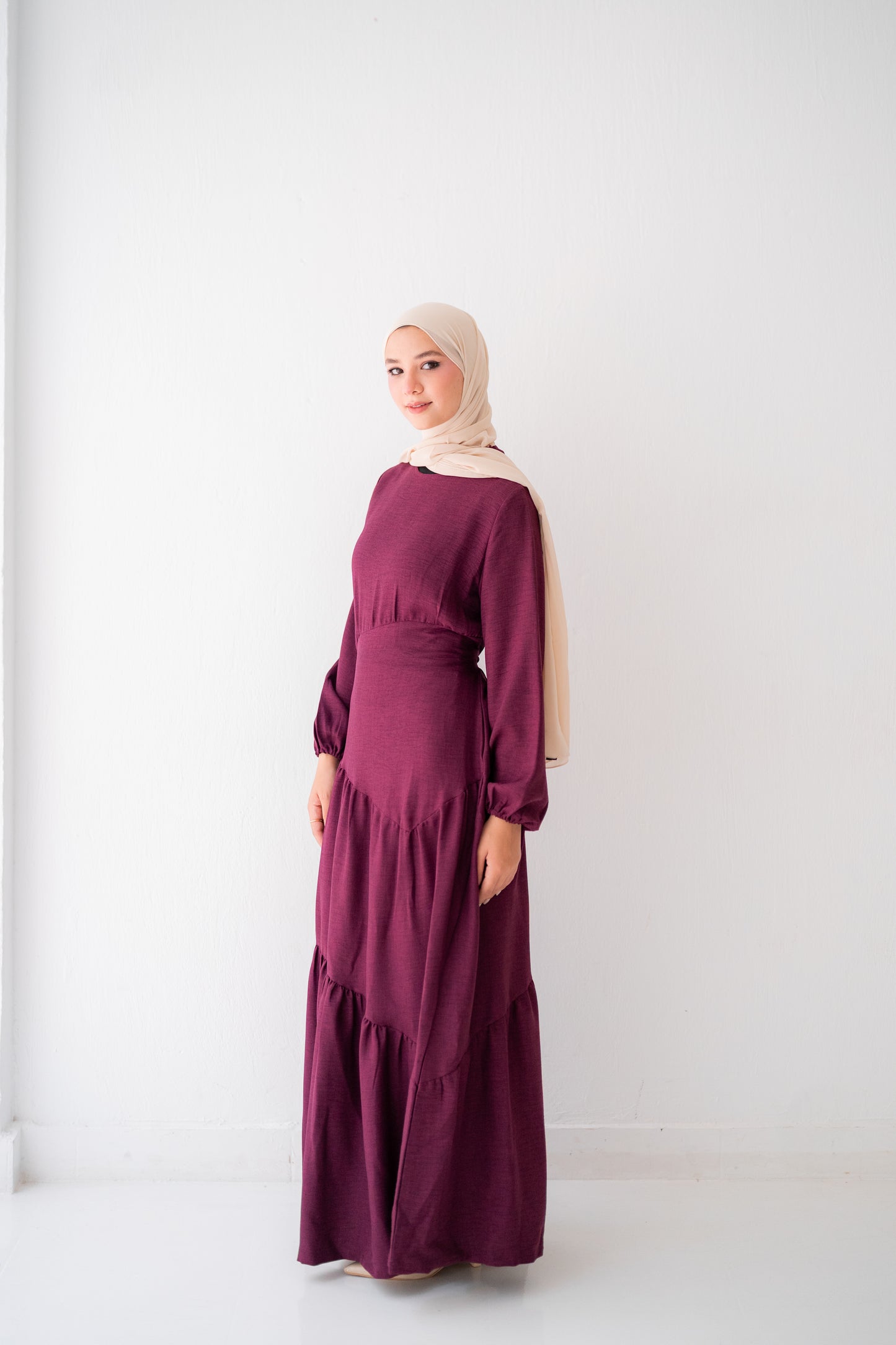 Linen Dress Code 401 burgundy