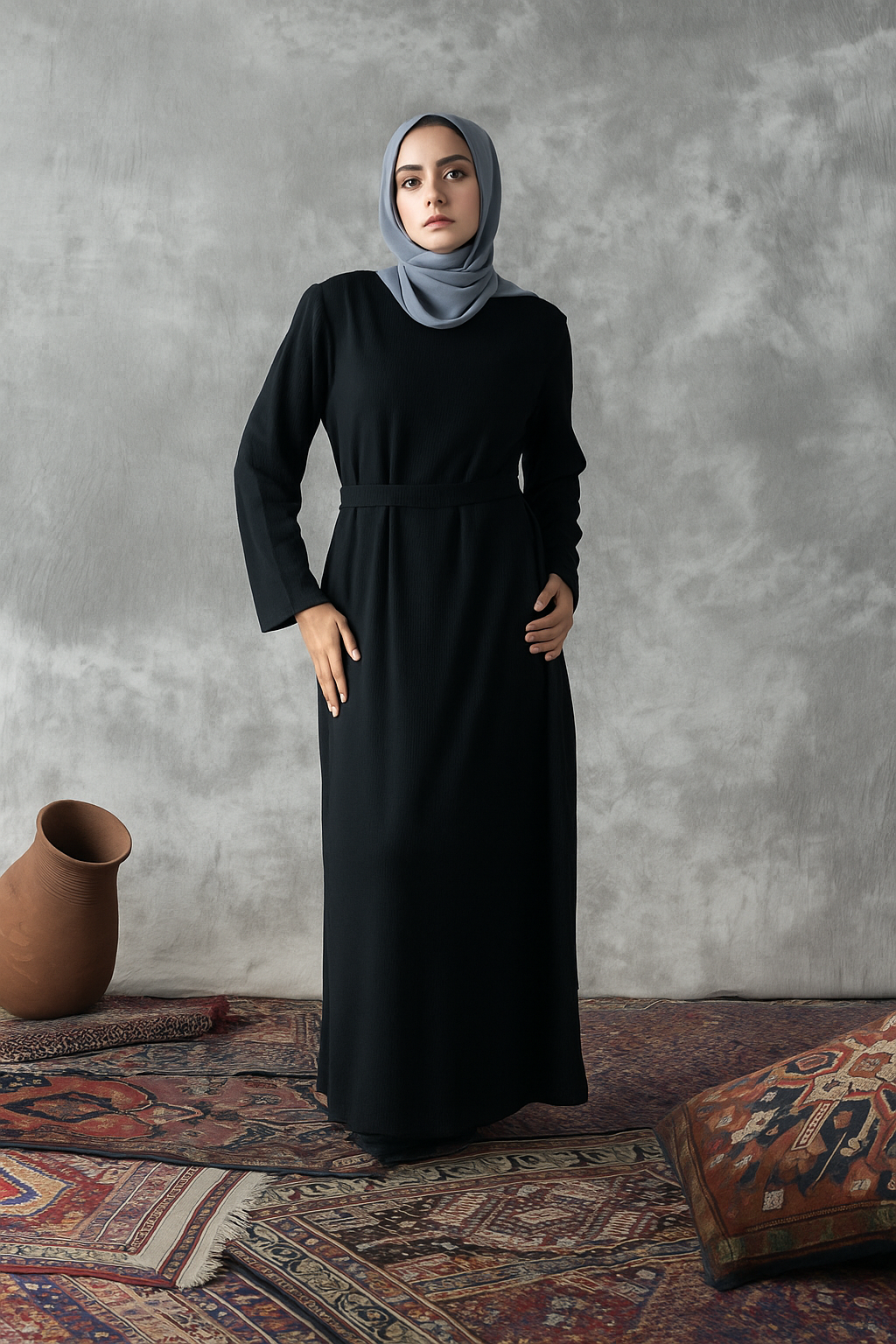 Wool Rib basic dress Code FW 66 Black