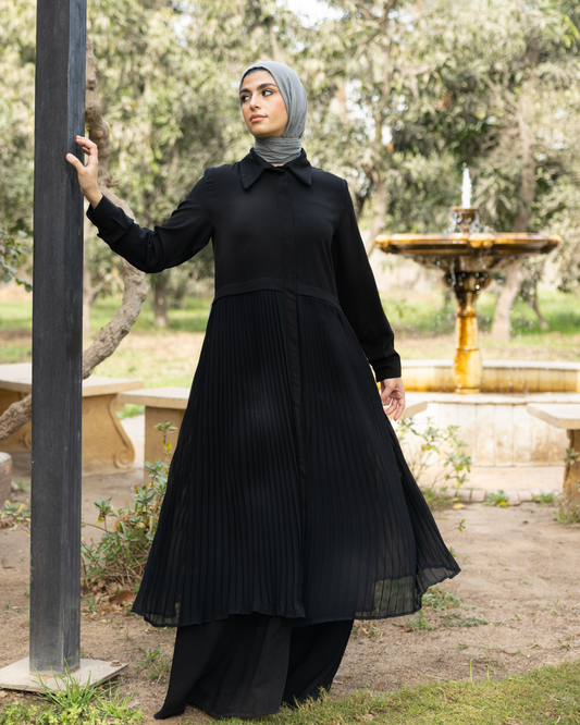 Pleated Abaya code 115 Black