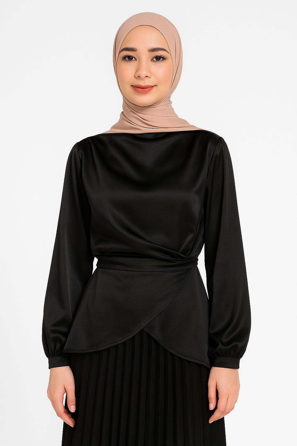 Satin Blouse Code 308 Black البلوزة لوحدها