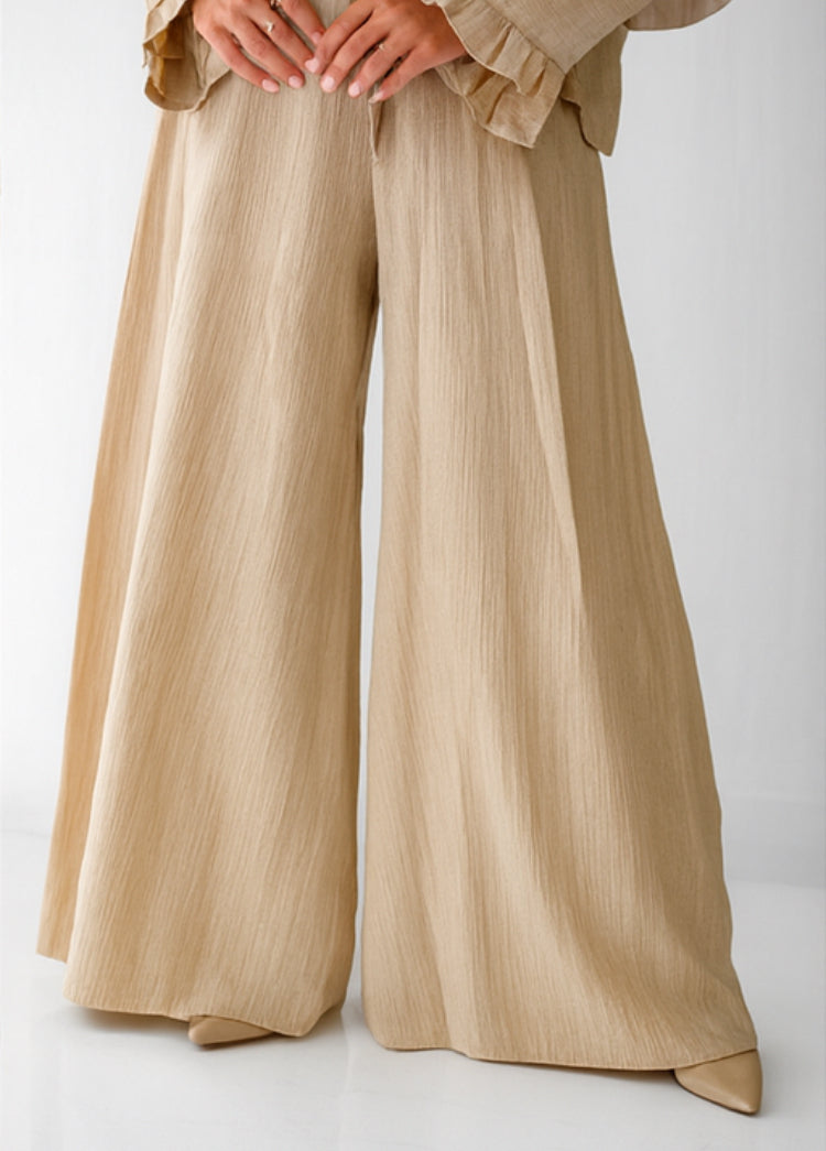 Soft Crinkle Wide-Leg Pants Code 95 Beige