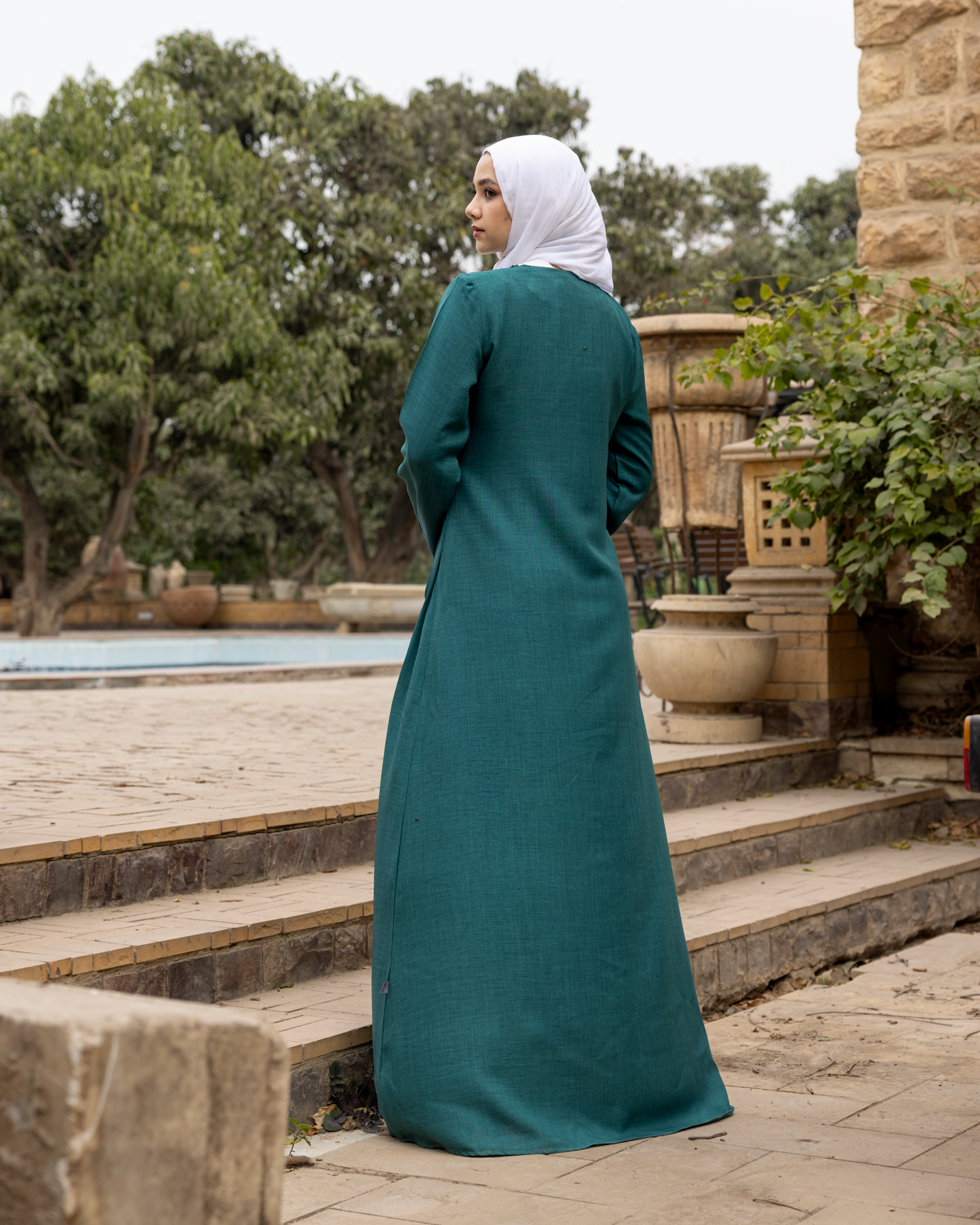 Linen dress with pockets Code 301 Green