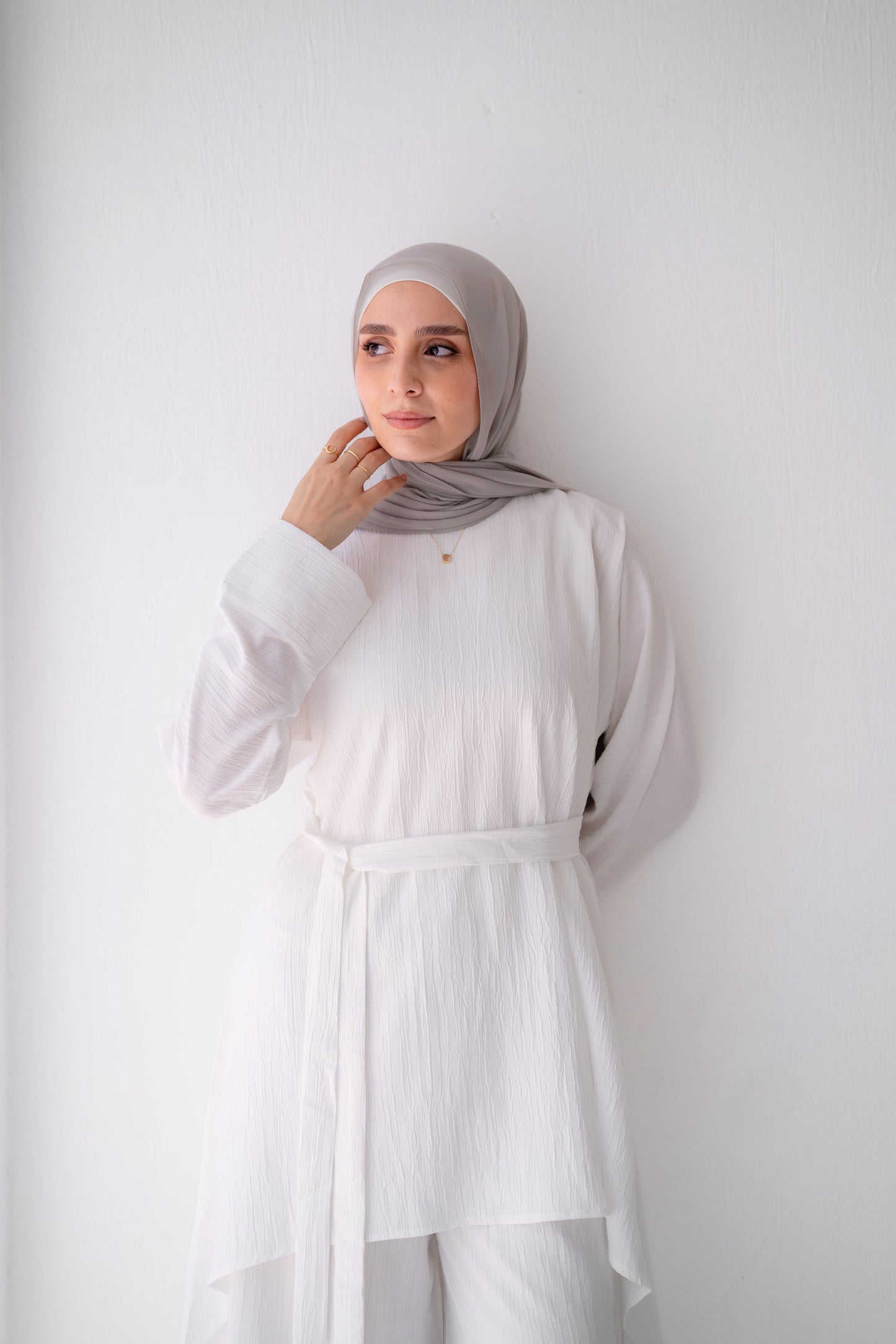 Crinkle Asymmetric long Blouse code 10C