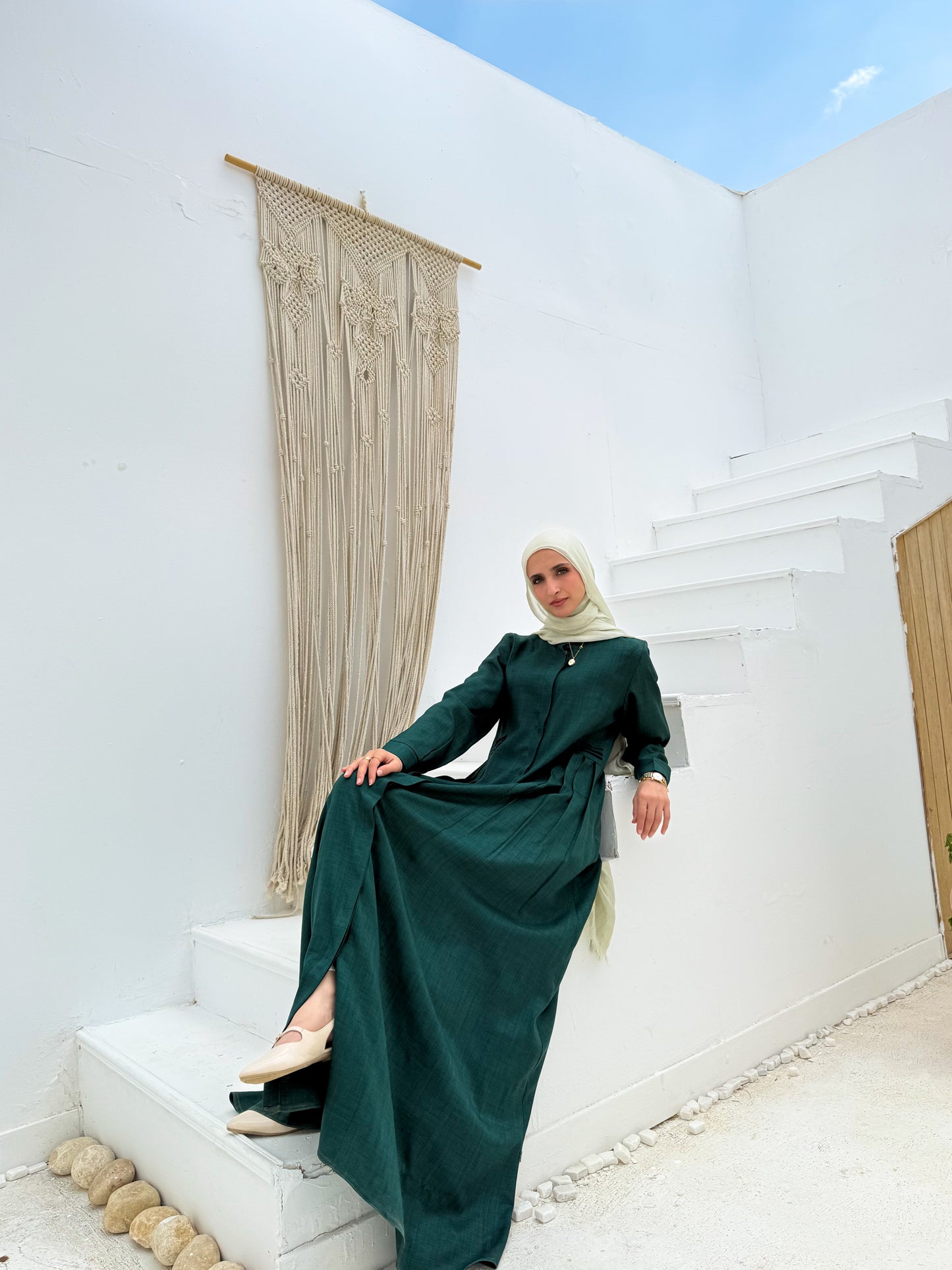 Pleated A line Dress C104 Emerald Green