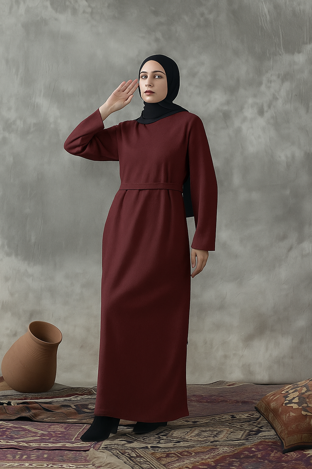 Wool basic dress code 66 Burgundy