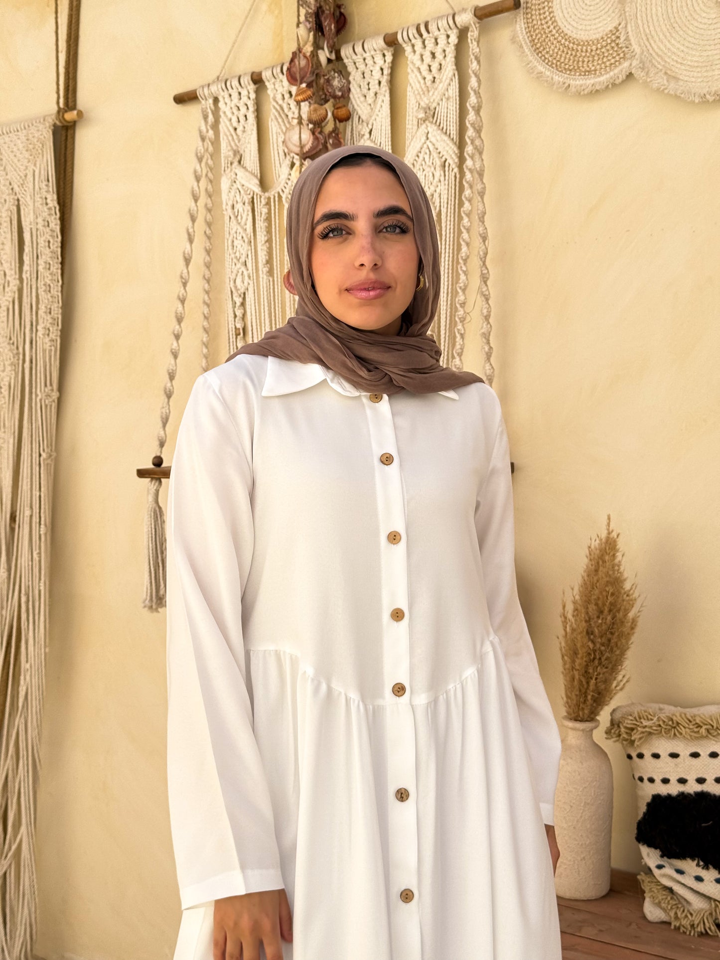 Gathered Waist Dress
C408 white