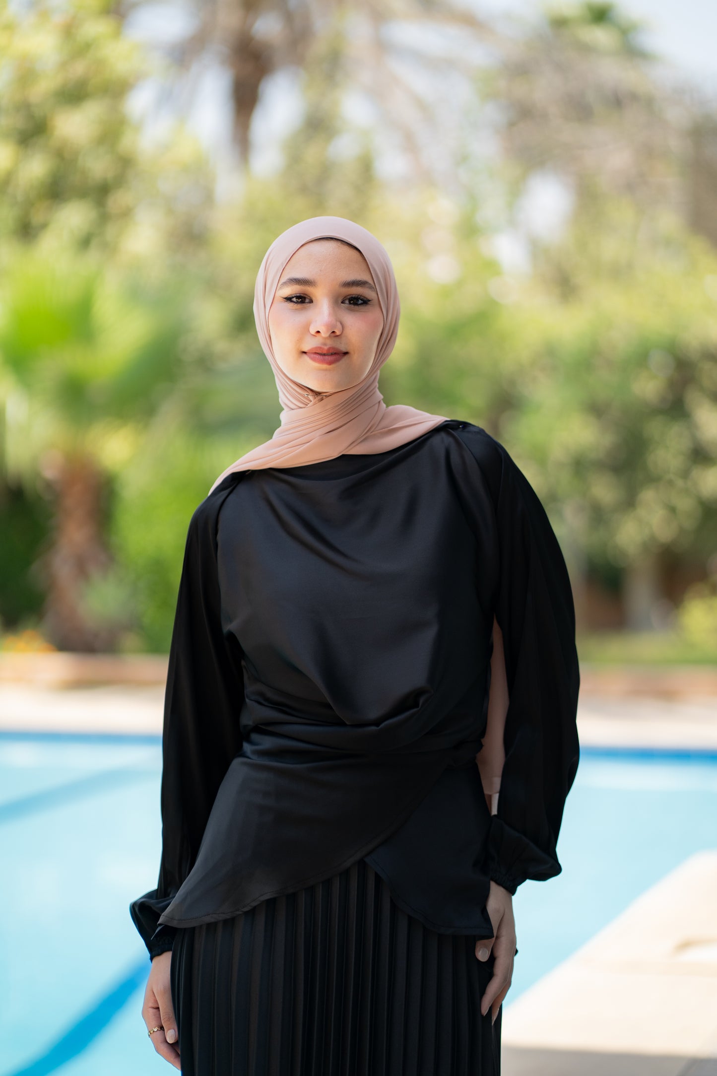 Satin Blouse Code 308 Black البلوزة لوحدها