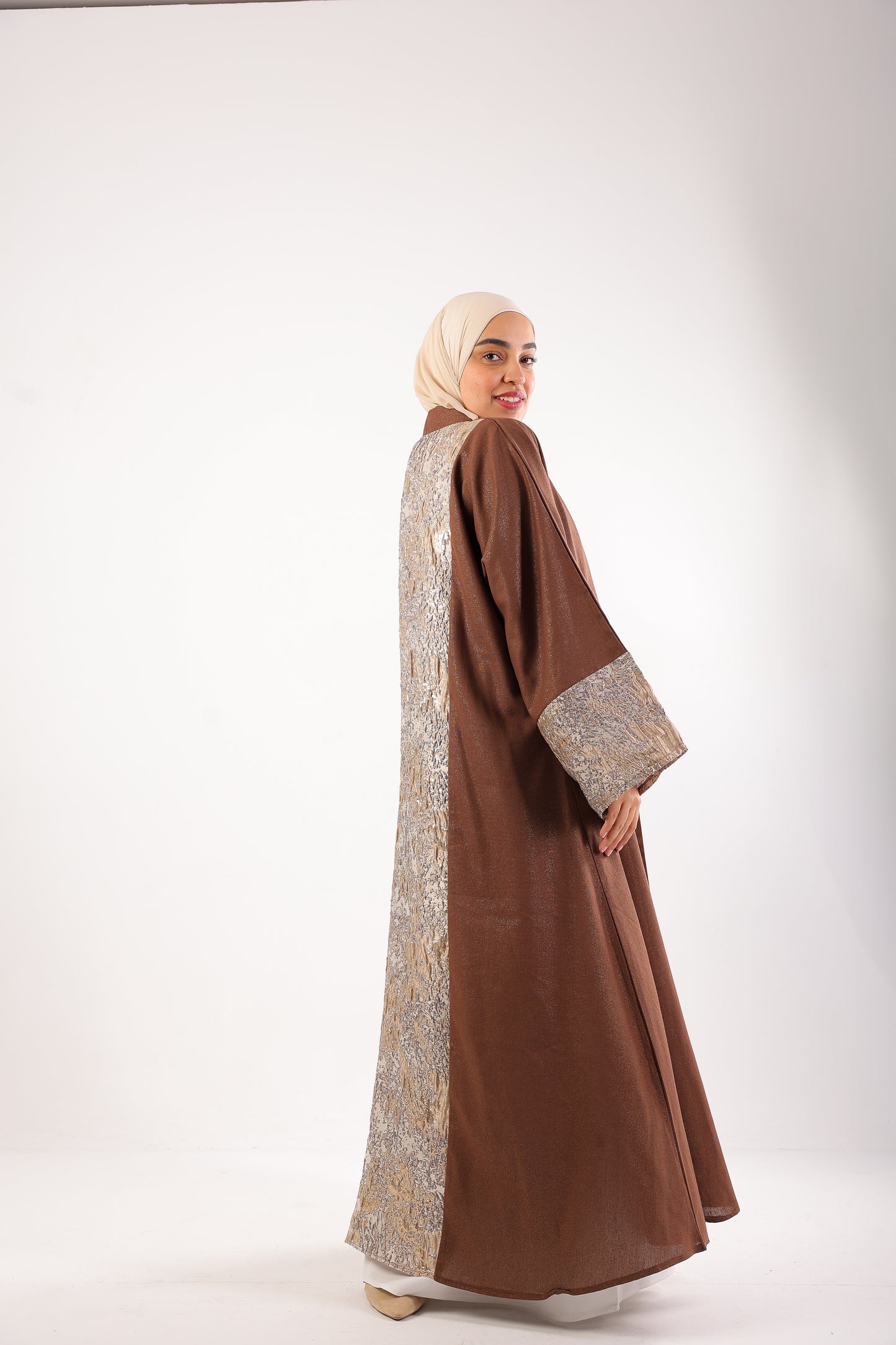 Elegant Shimmer Caftan – Code 511 Brown