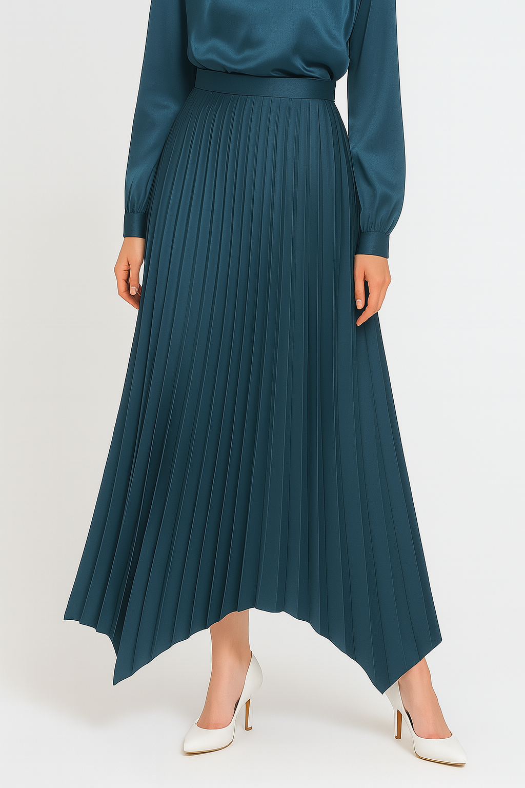Pleated Satin Skirt Code 41 Blue
