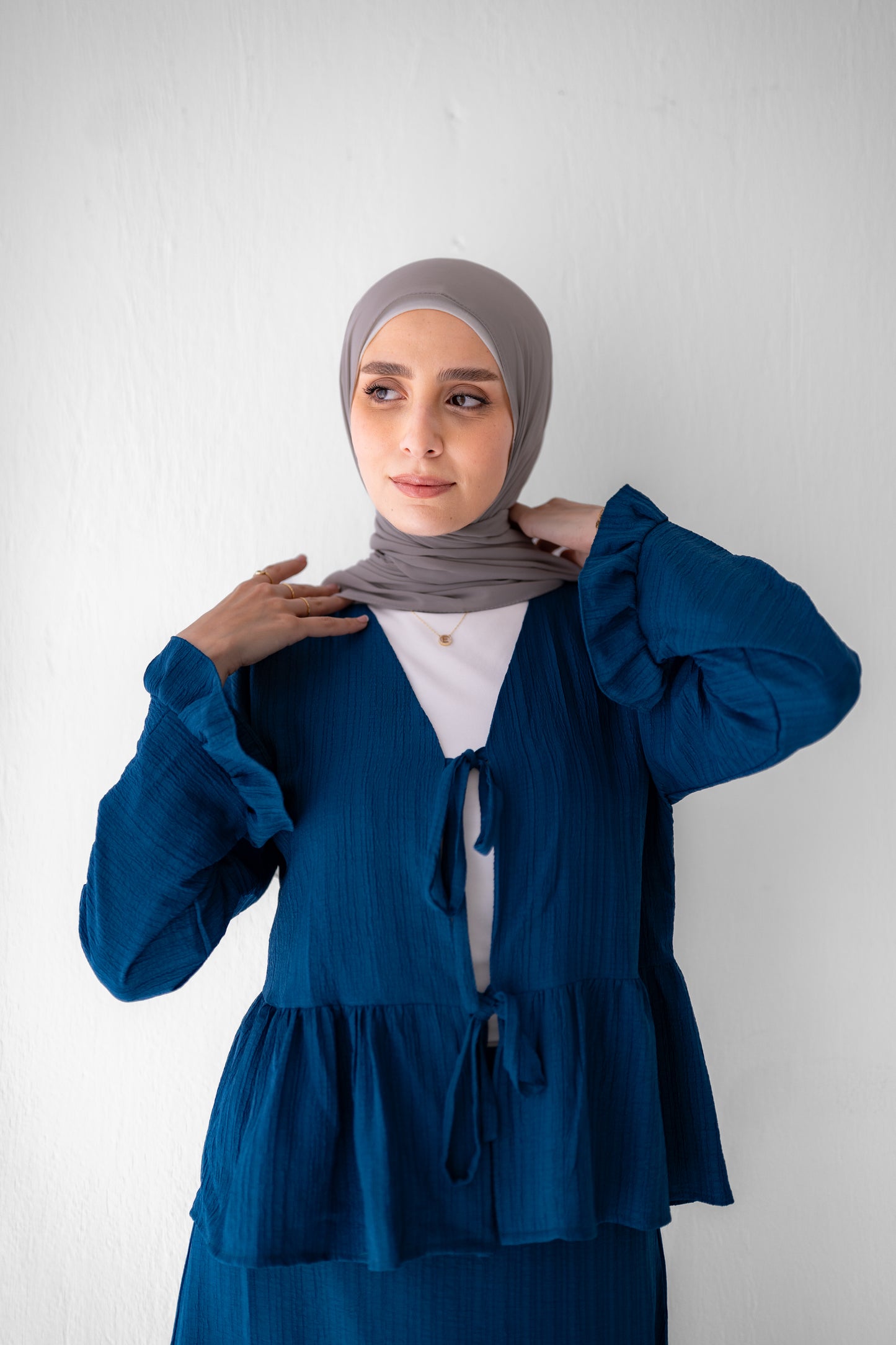 Soft Crinkle Blouse Code 403 Blue Petrol