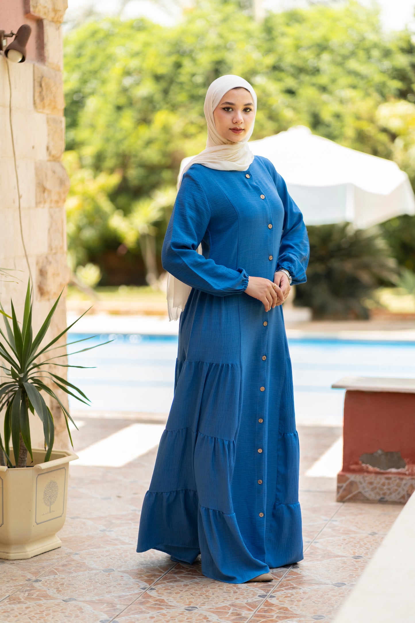 Buttoned linen dress code 109