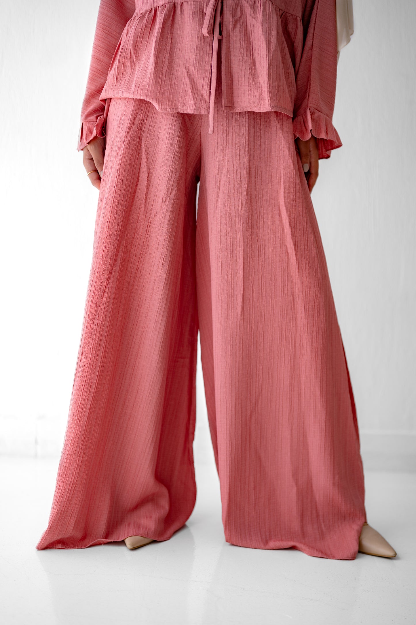 Soft Crinkle Wide-Leg Pants Code 95 Dusty Rose
