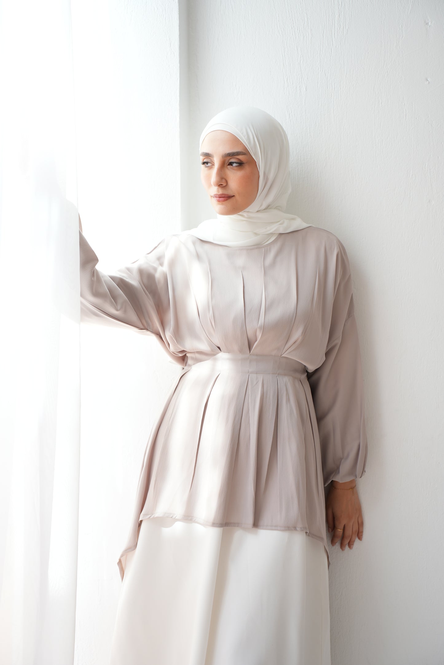 Feminine Silk Blouse Code 407 light beige