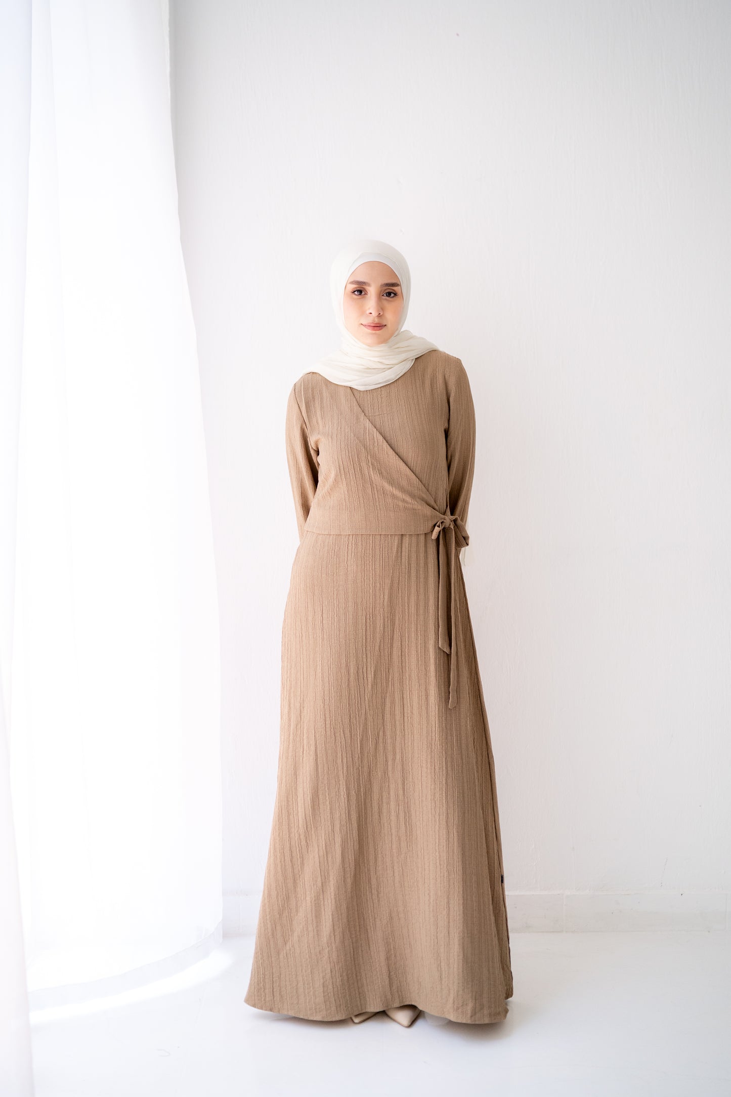 Rosy Soft Crinkle wrap Dress Code 400 Café
