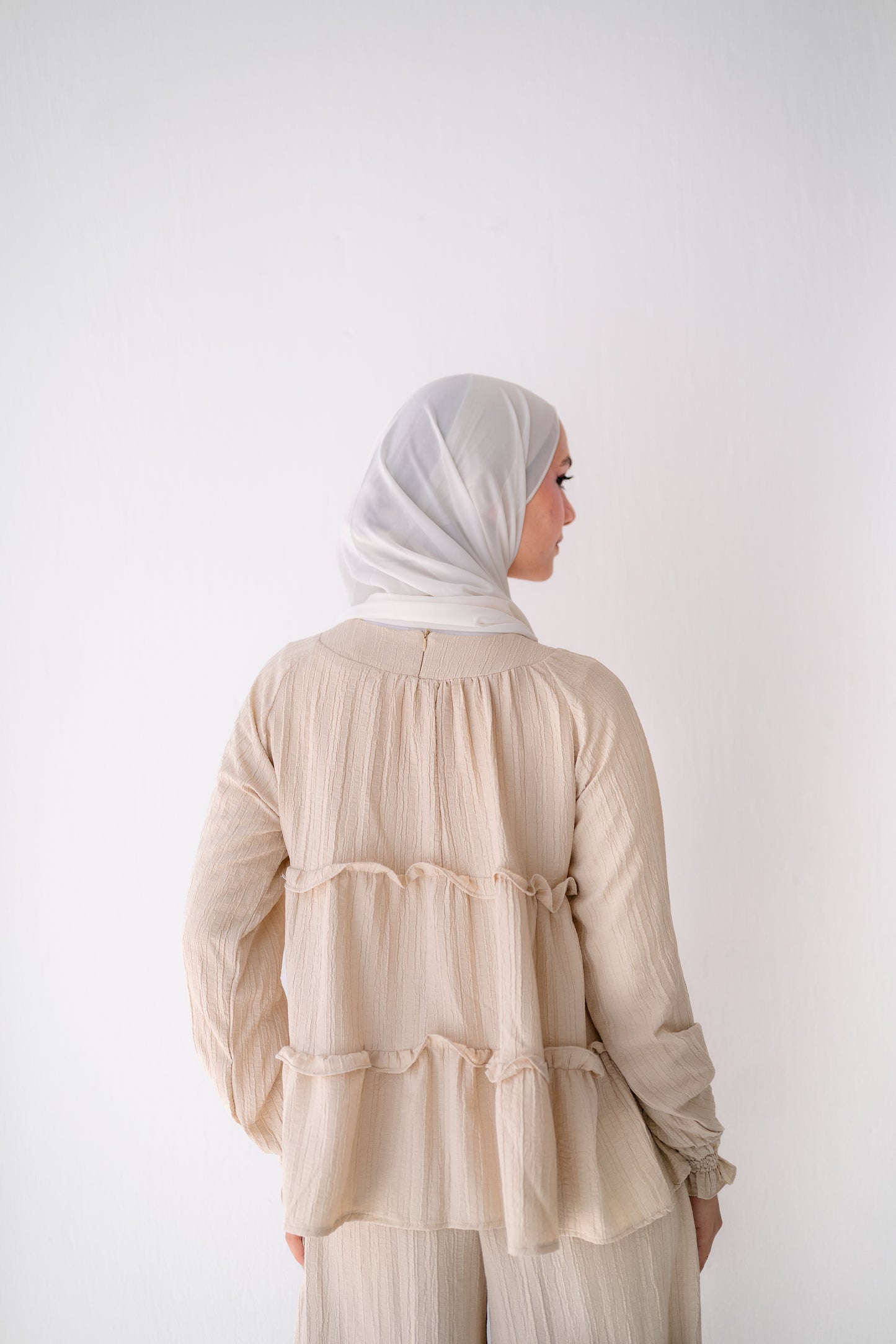 Soft Crinkle ruffles Blouse Code 402 Warm Beige