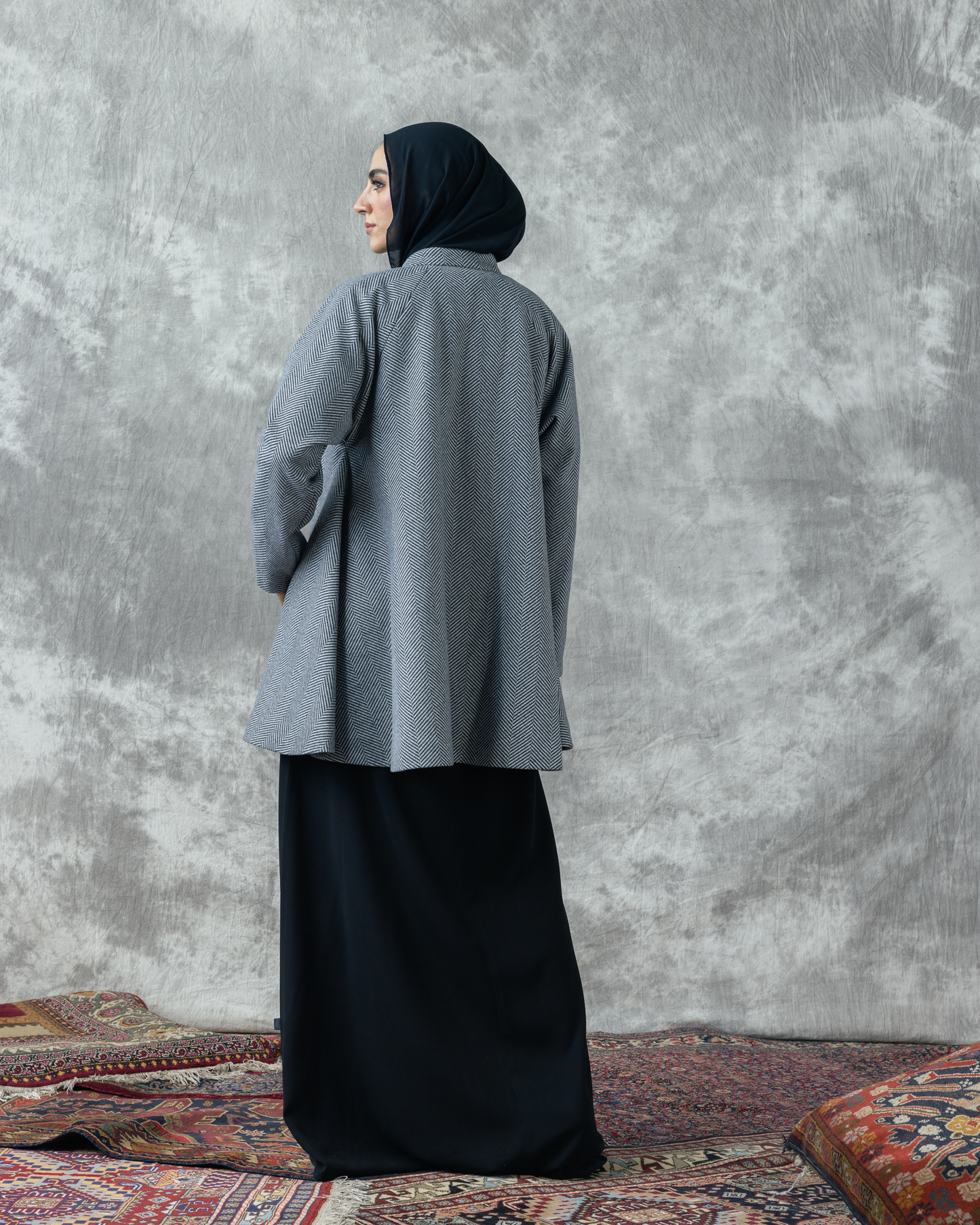 Wool Tweed Coat with Pockets code 202 grey