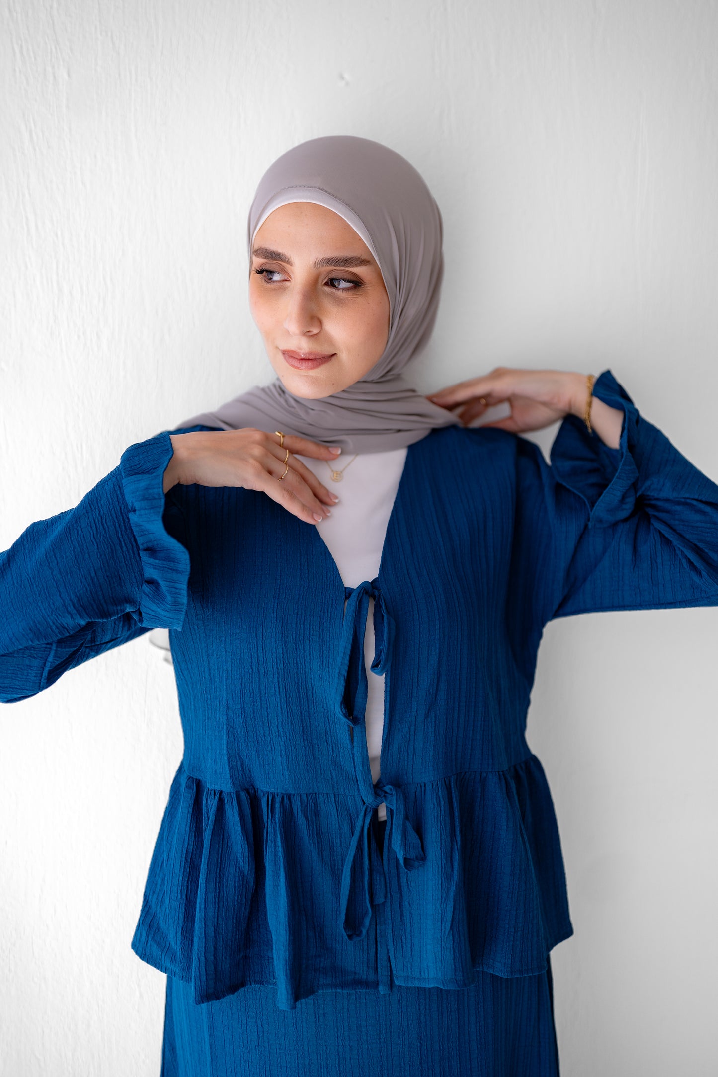 Soft Crinkle Blouse Code 403 Blue Petrol