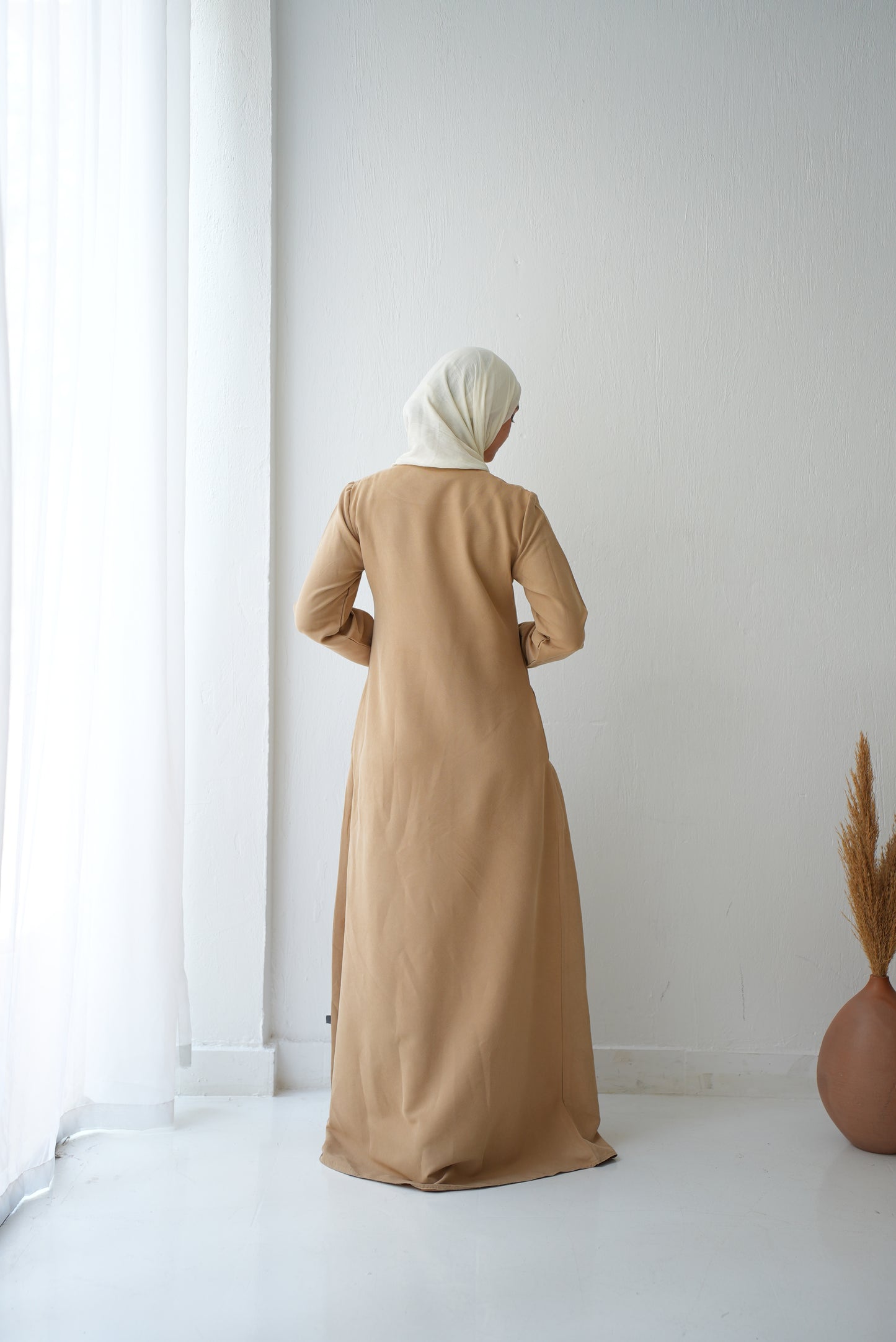Soft Suede Beige Dress With Hidden Pockets Code fw301