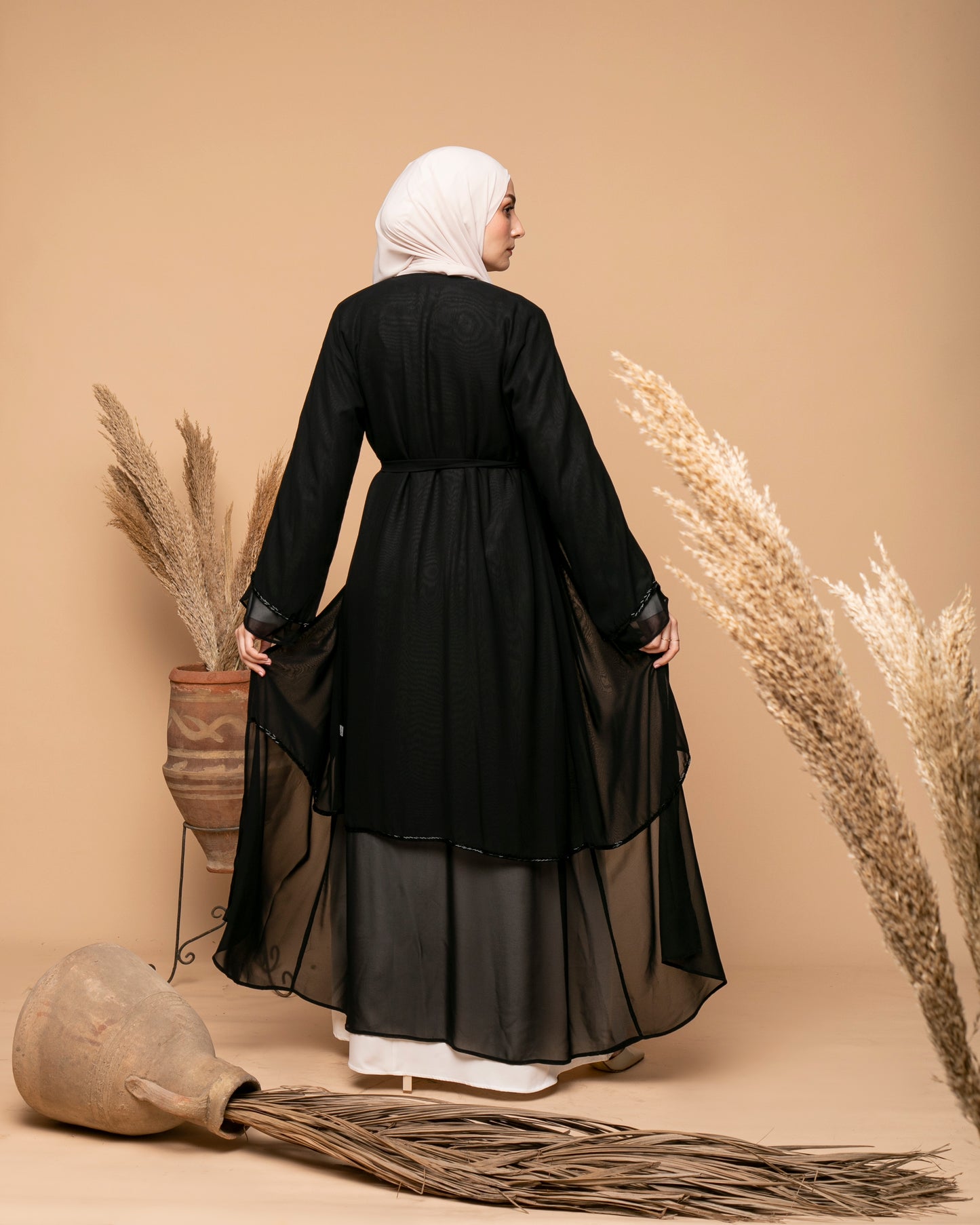 Double Layered Chiffon Cape Black code 88