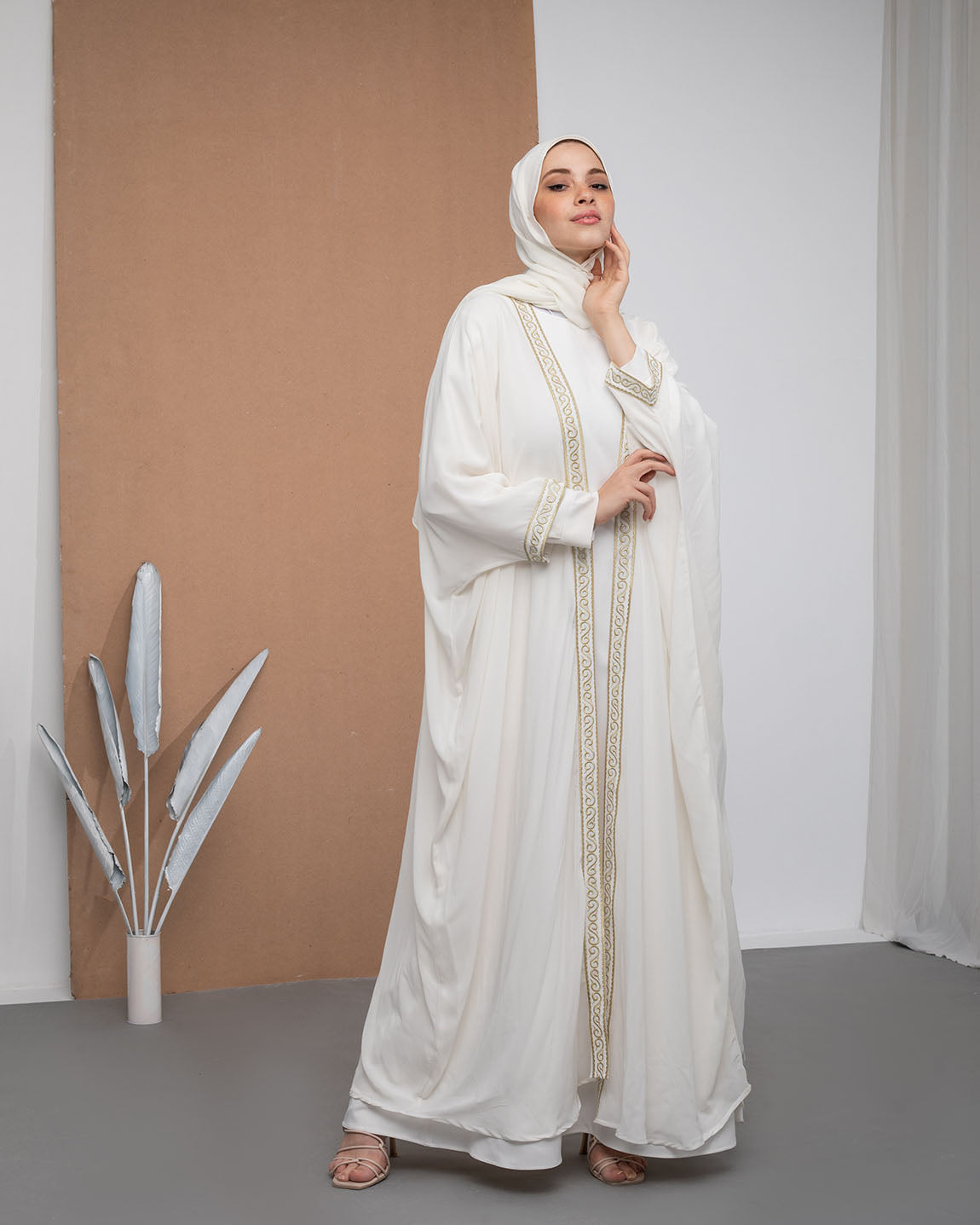 Free Size Chiffon Cape Off-white code k 2