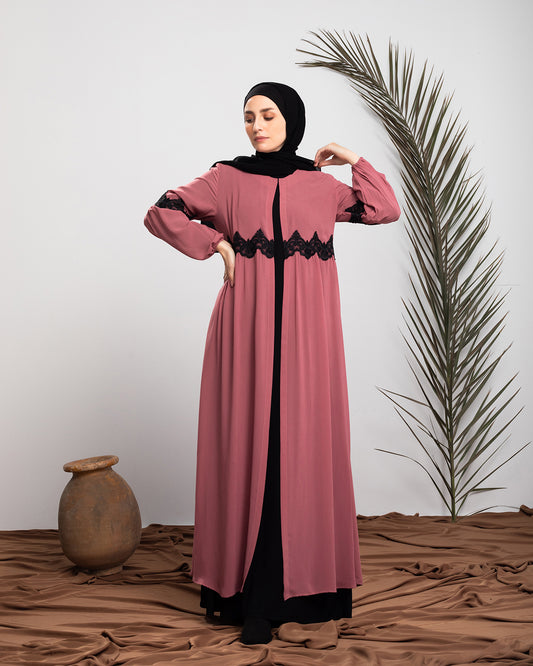 Chiffon Abaya Pink code 65