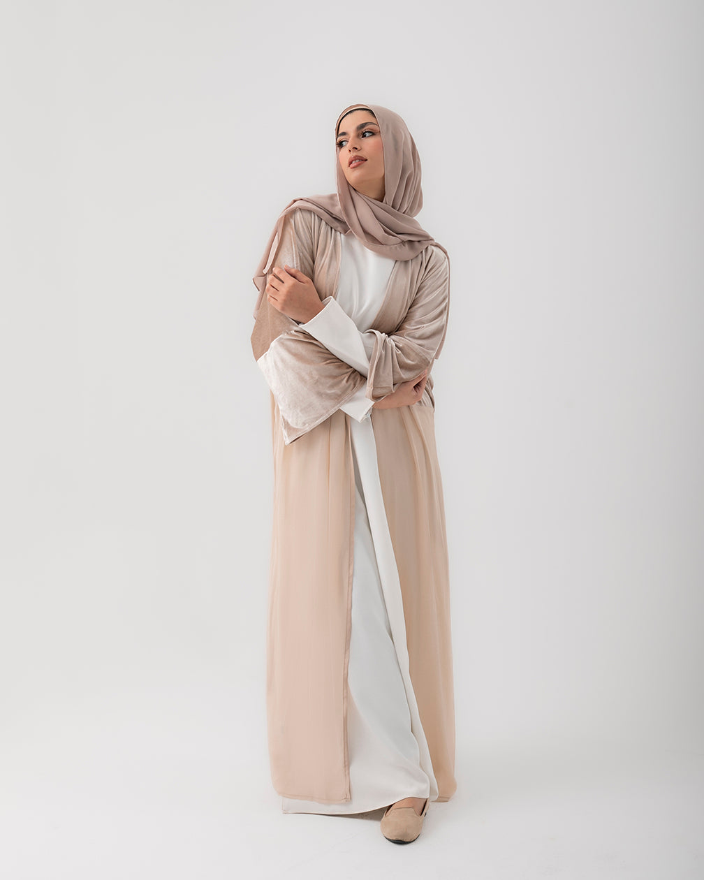 Free Size Velvet Cape Beige Code FW 110 Beige