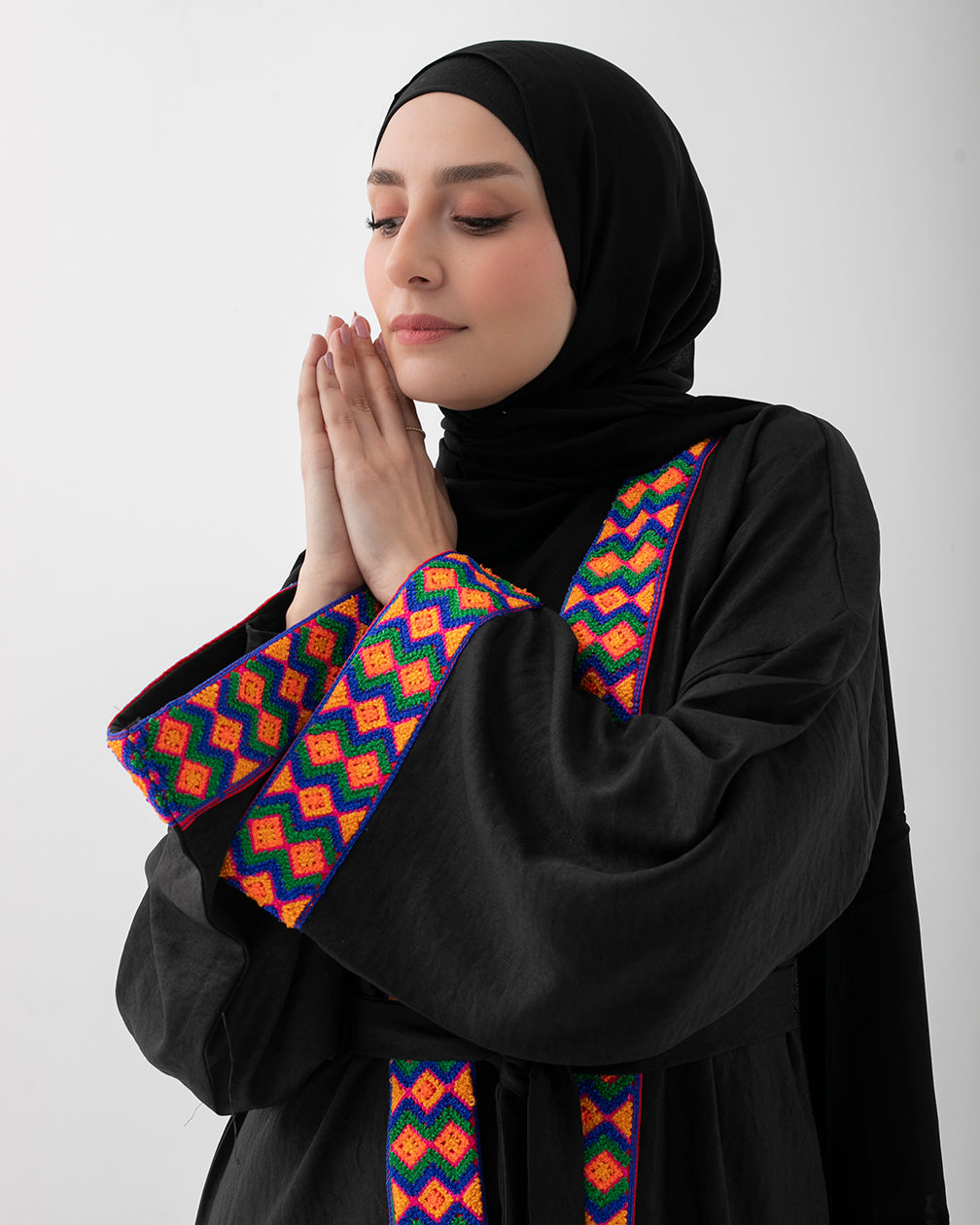 Open Linen Kaftan Black code 1111